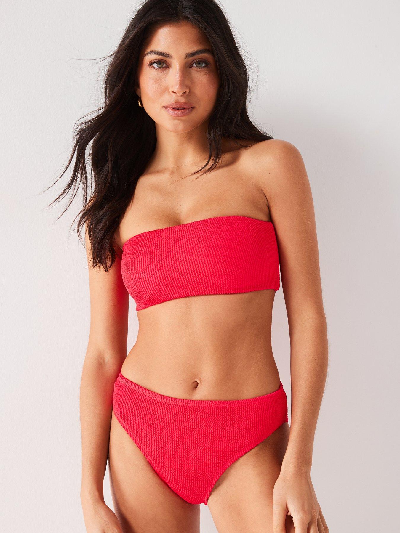 Image 6 of 6 of Everyday Mix And Match Crinkle Bandeau Bikini&nbsp;Top - Pink