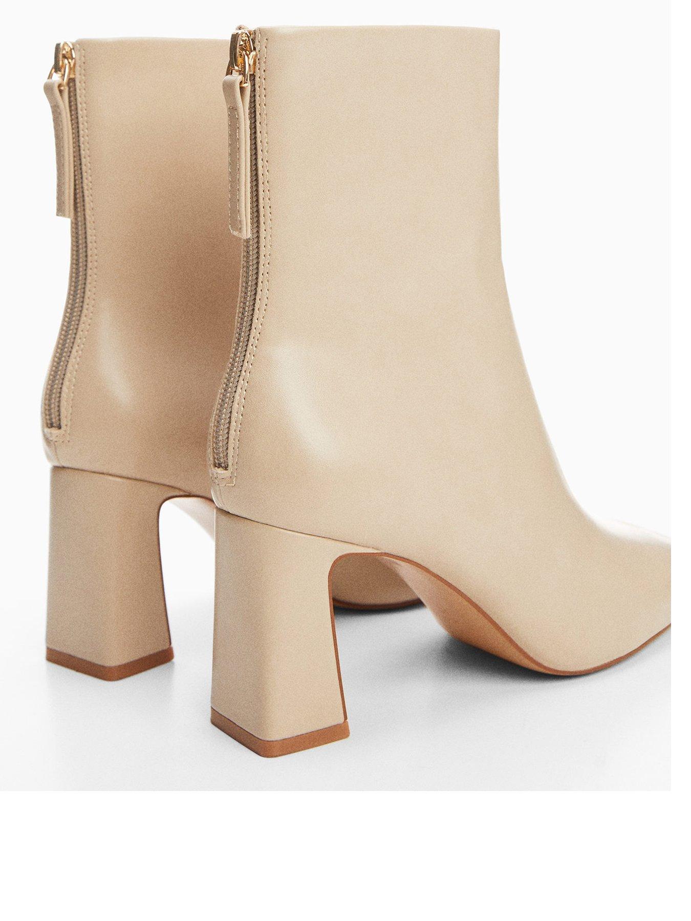 Mango Cream Heeled Ankle Boots littlewoods
