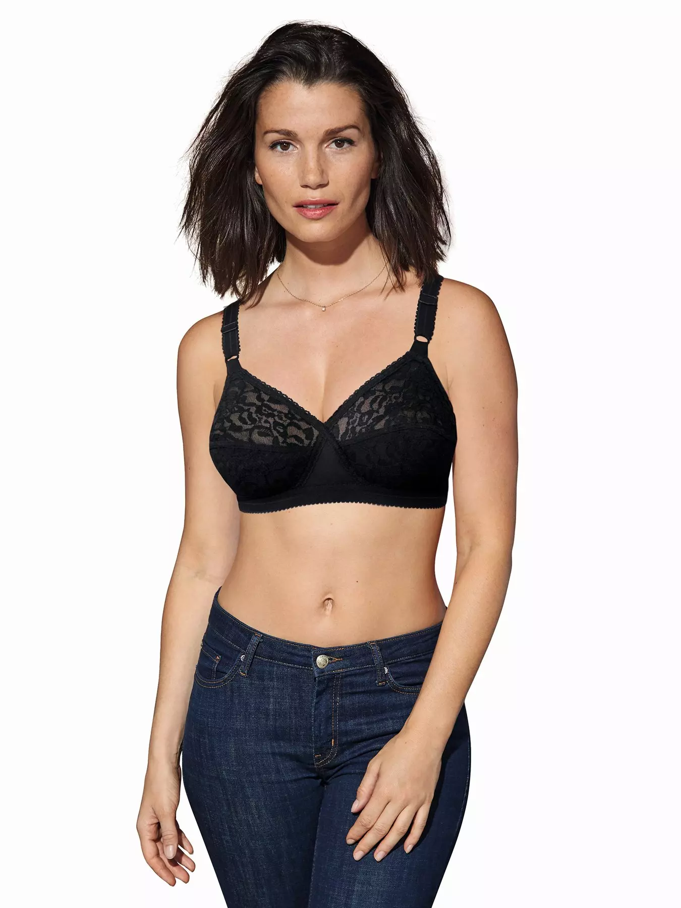 Full Cup Bra, Soft Minimiser, Without Underwire, with Lace, Large Sizes,  Wide Straps, Laminated Cotton, Soft, Stable Support, Large Breasts