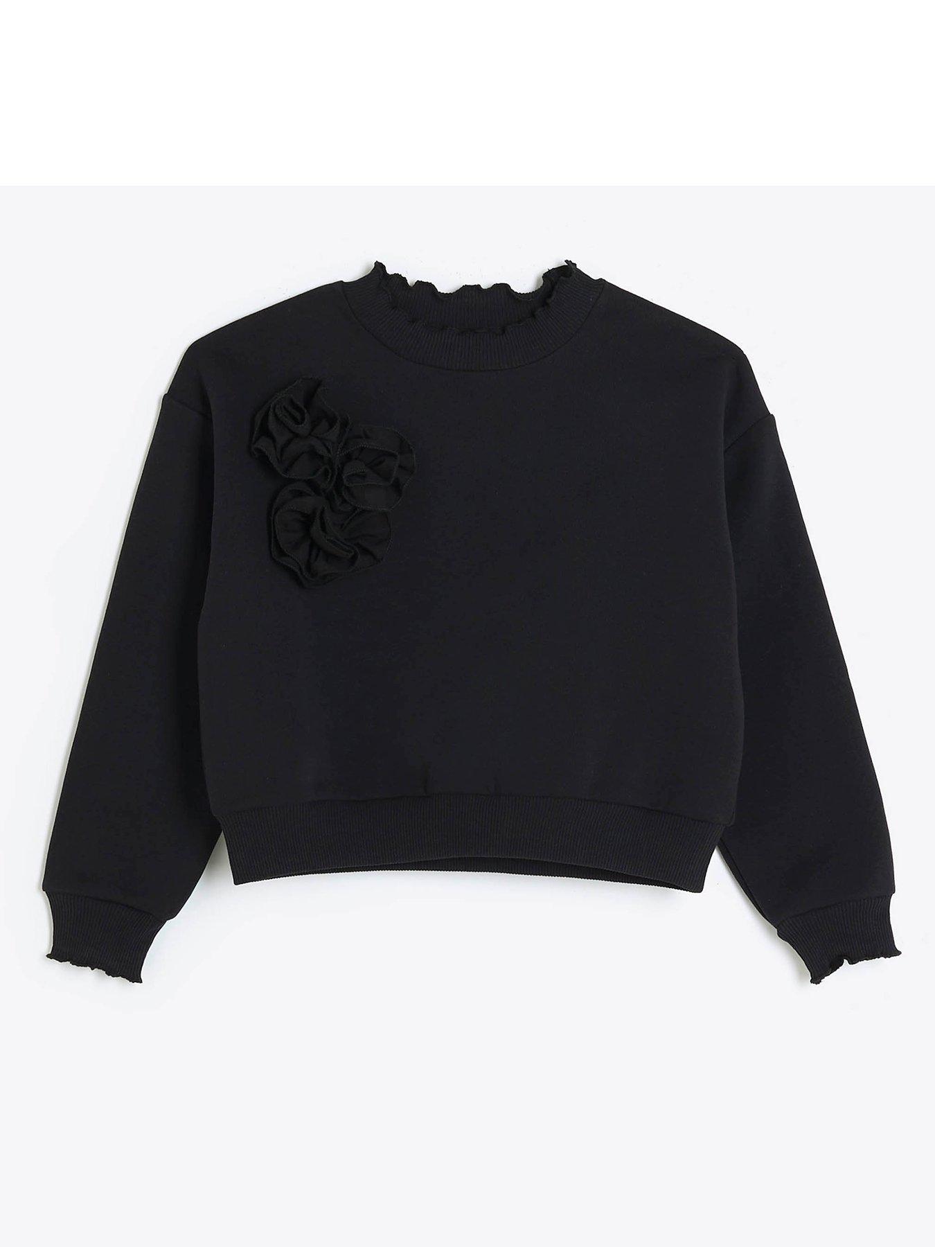 Girls Corsage Sweatshirt Black