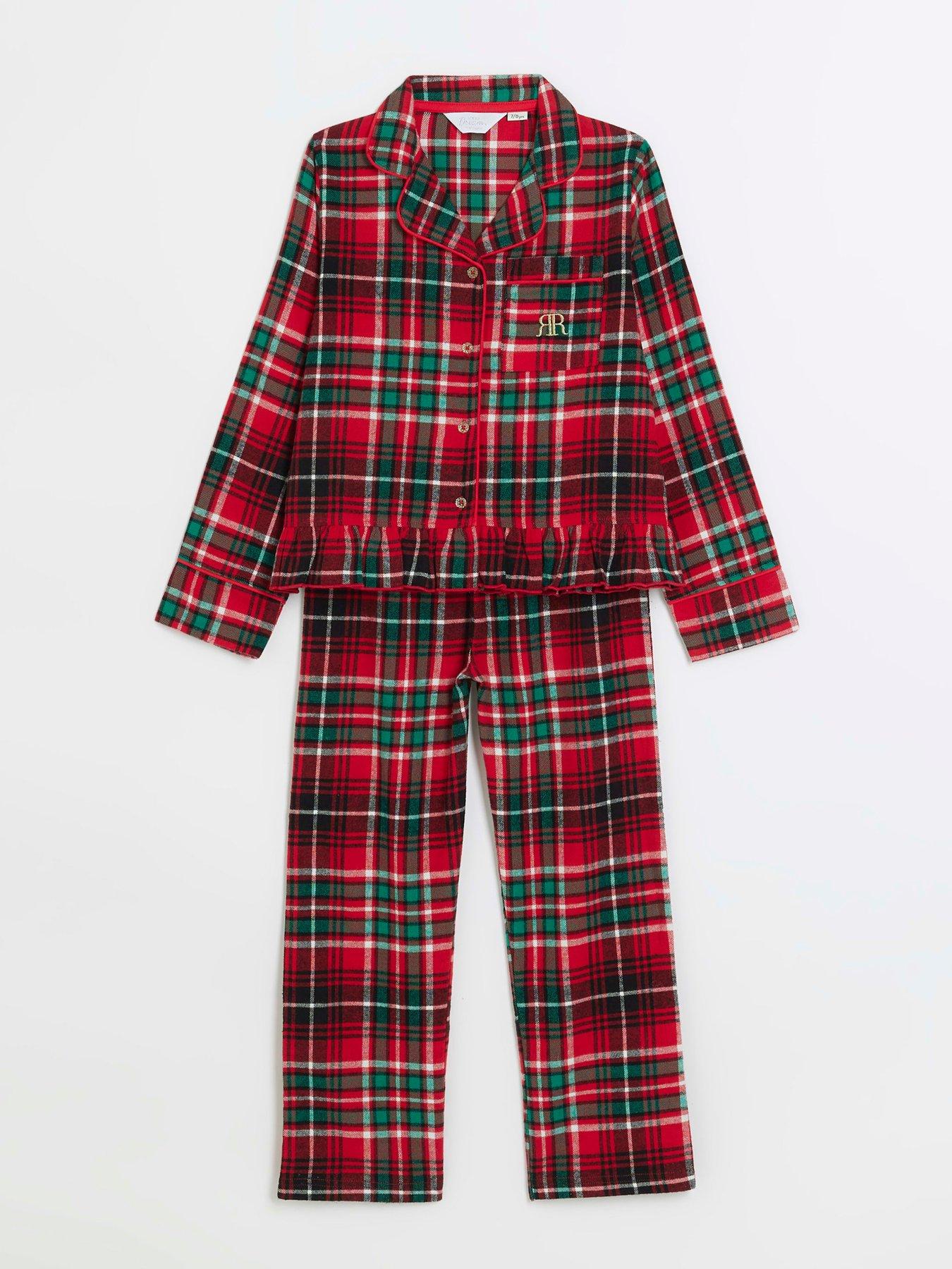 River Island Girls Christmas Check Pyjama Set - Red | littlewoods.com