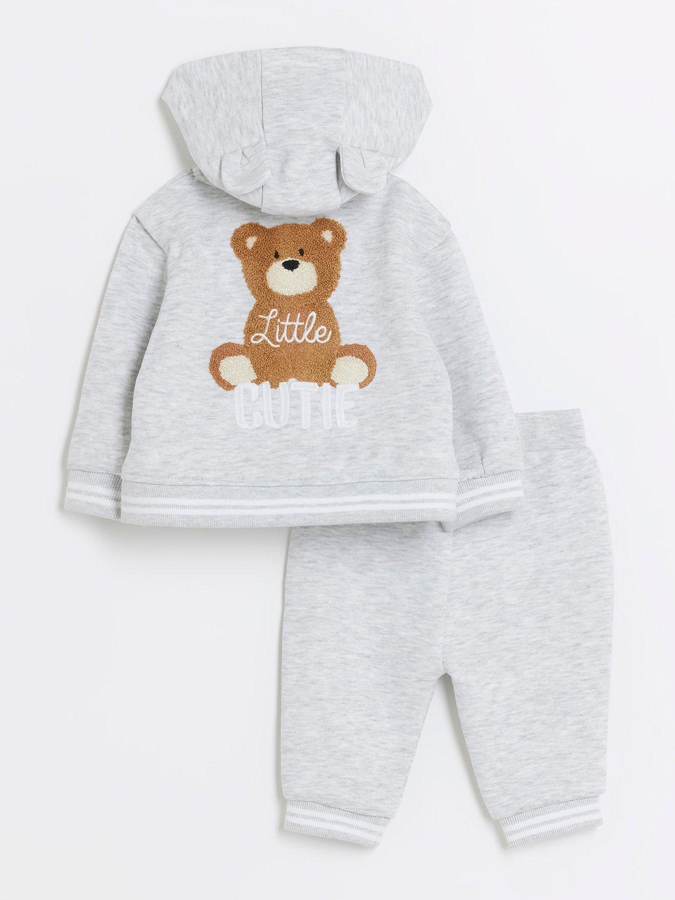 Unisex Bear Hoodie And Joggers Set Grey