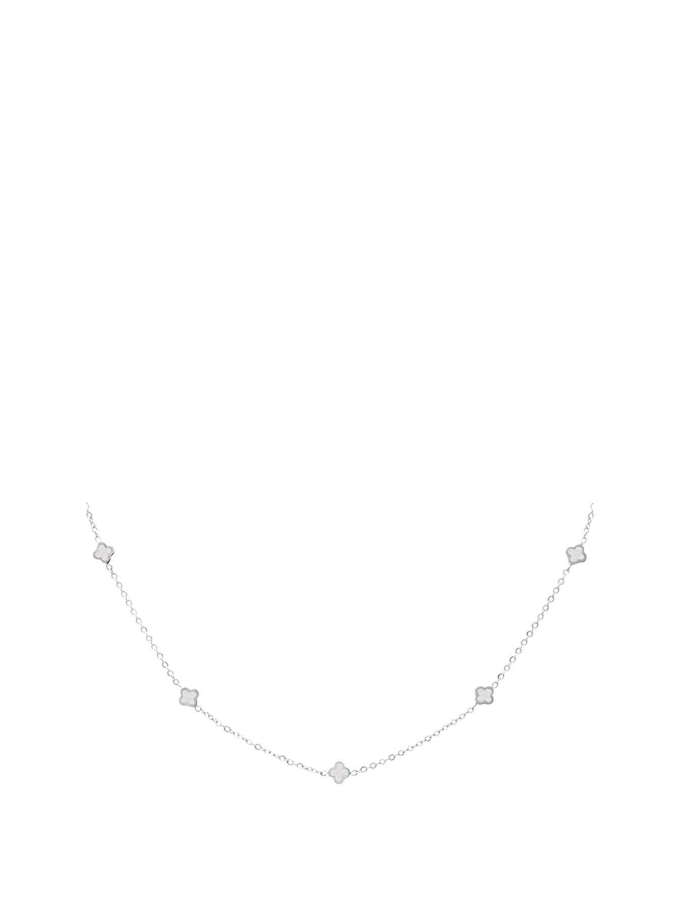 Image 1 of 2 of Say It With Dainty Luck Necklace &amp; Pearl - Silver