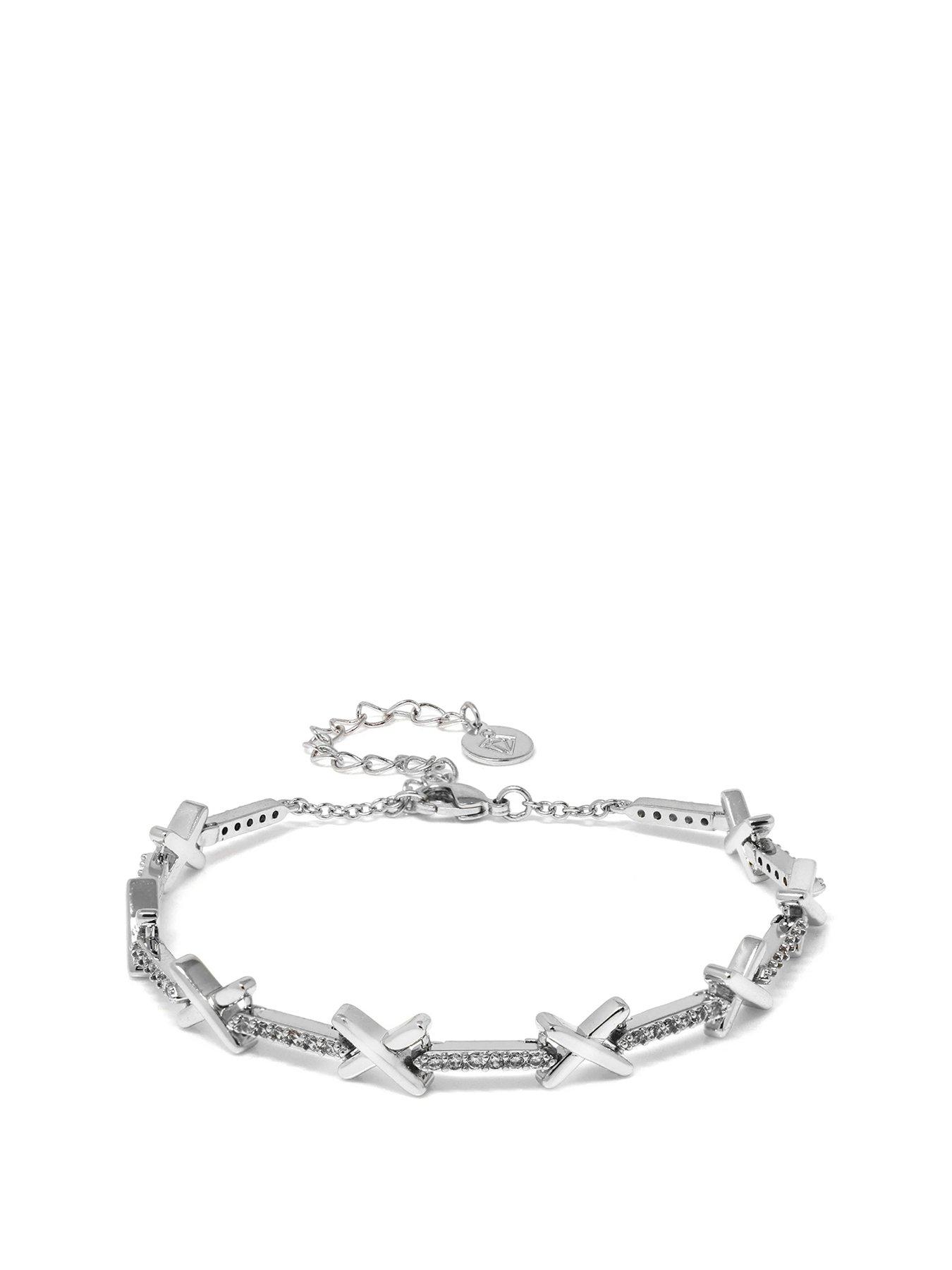 Say It With Kiss Tennis Bracelet - Silver