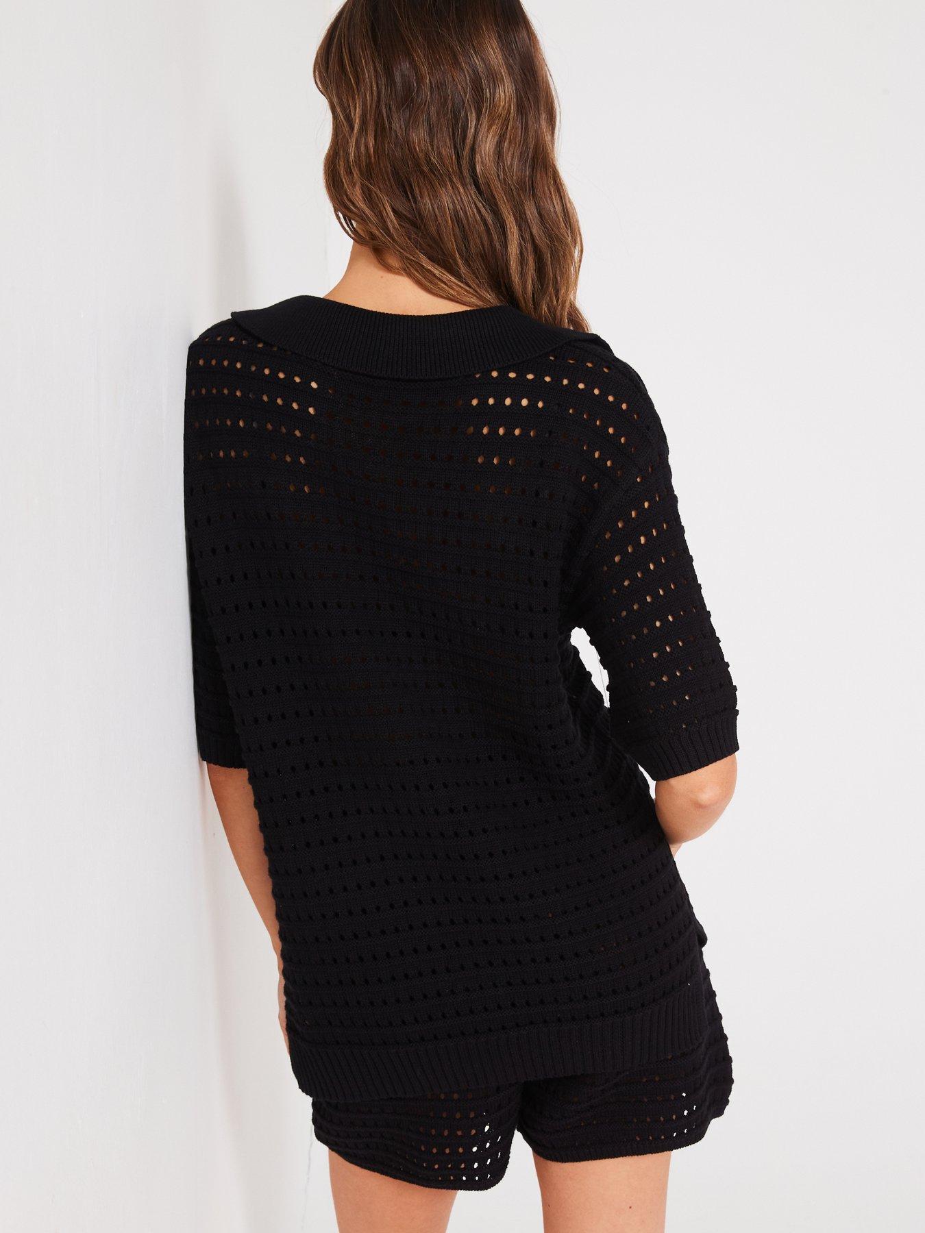 Black crochet jumper best sale