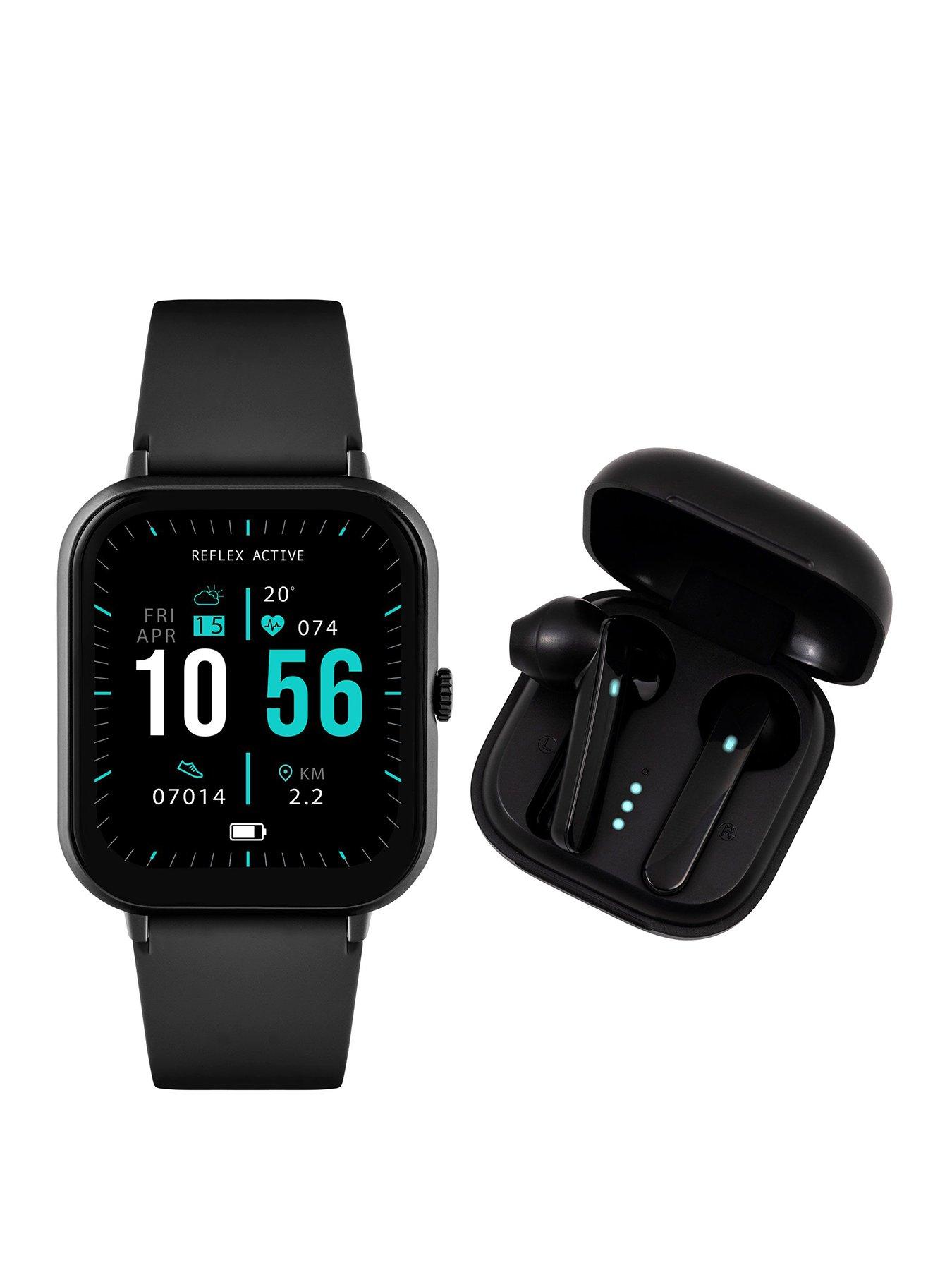 Image 1 of 8 of Reflex Active Series 17 Black Strap Smart Watch and True Wireless Sound Earbud Set