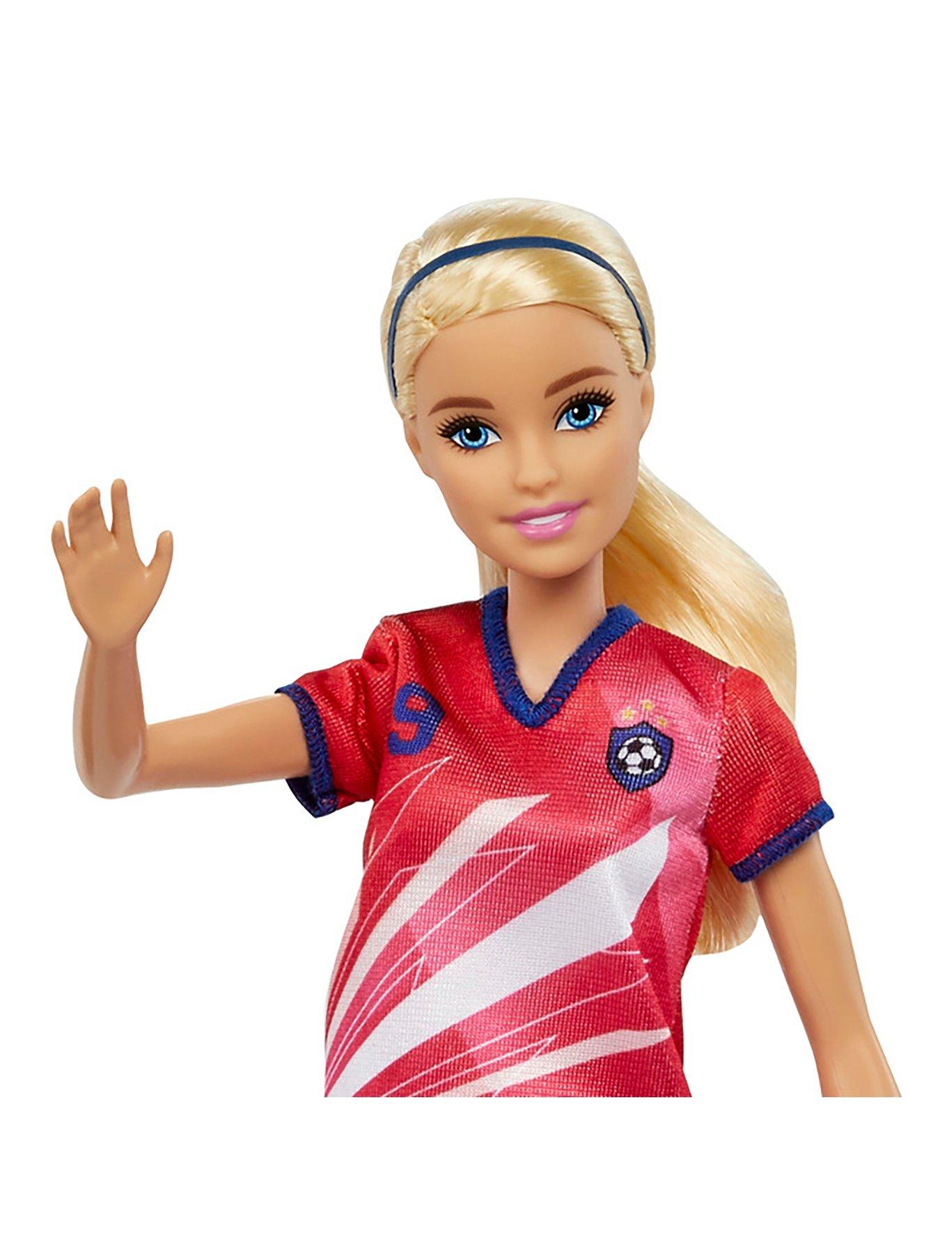 Barbie Doll Soccer Player #9 Blonde Ponytail With Soccer Ball 11 Play Doll