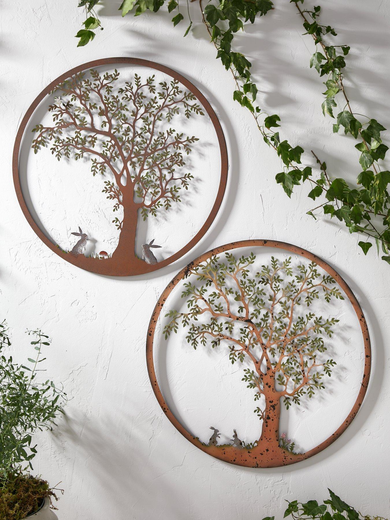 undefined Rabbit and Tree Cut Out Wall Plaques (Set of 2)