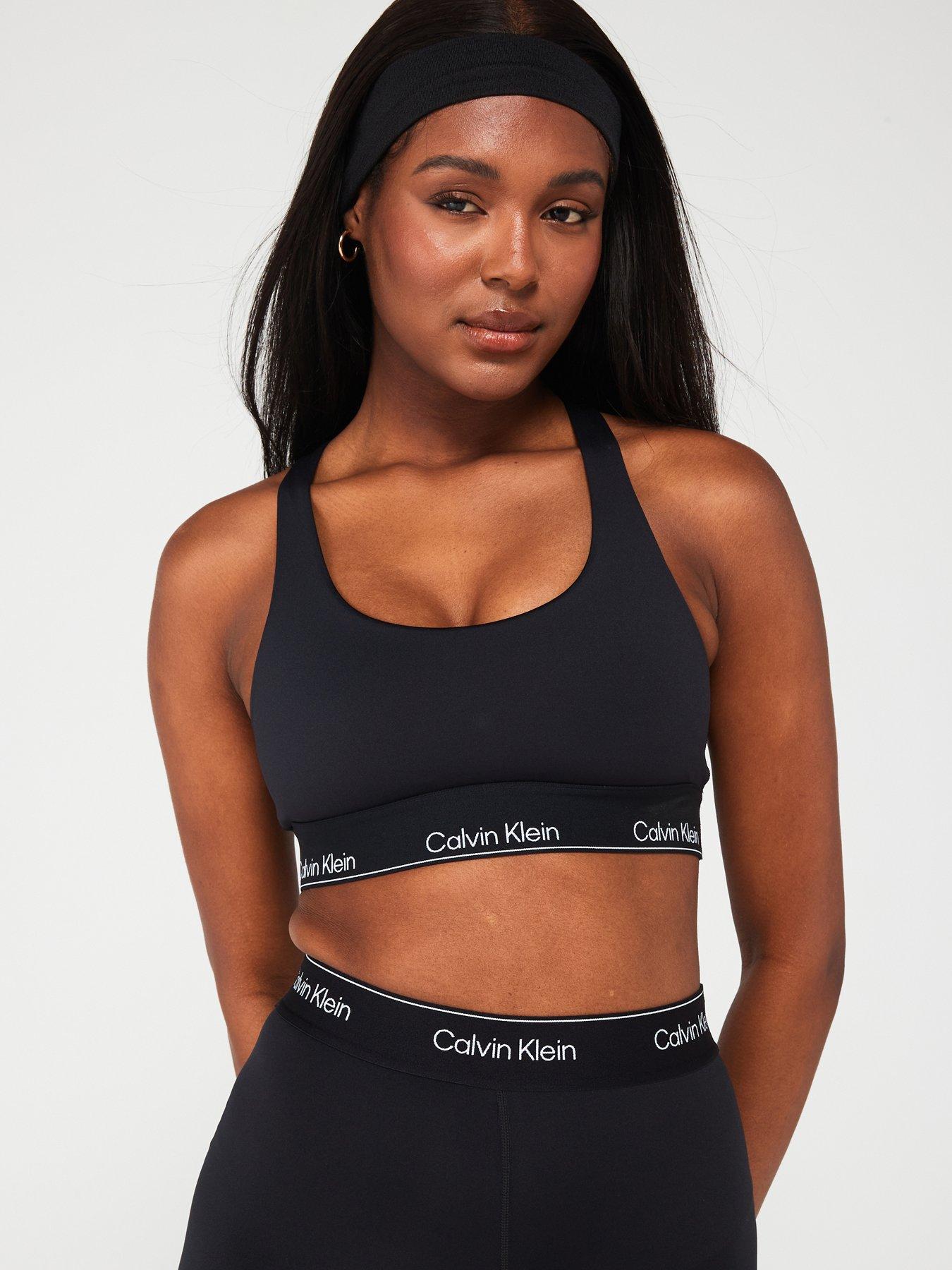 CK CALVIN KLEIN Performance Gray and Black Reversible Sports Bra Size Large