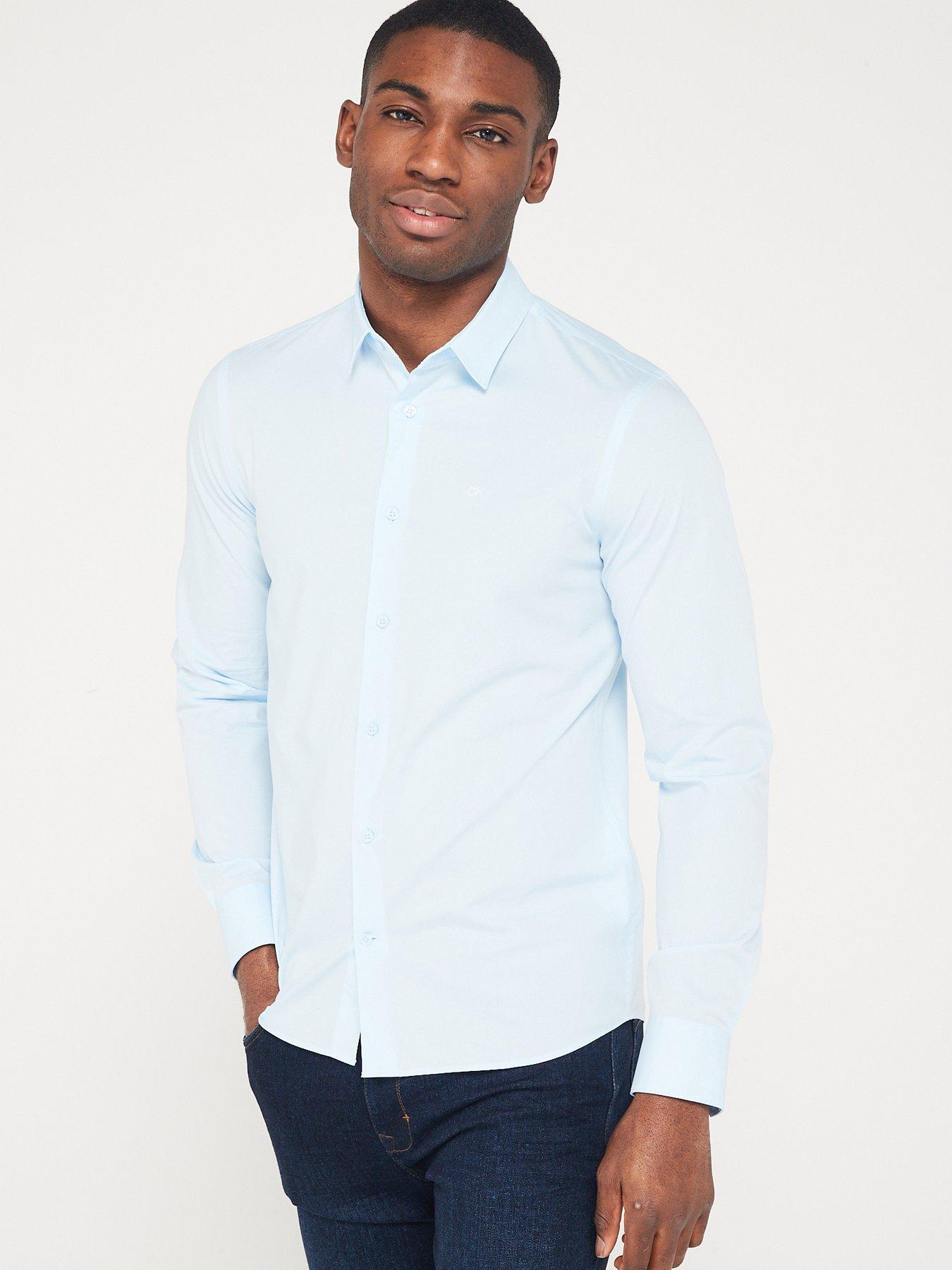 Calvin Klein Big & Tall Stretch Poplin Slim Fit Shirt - Blue