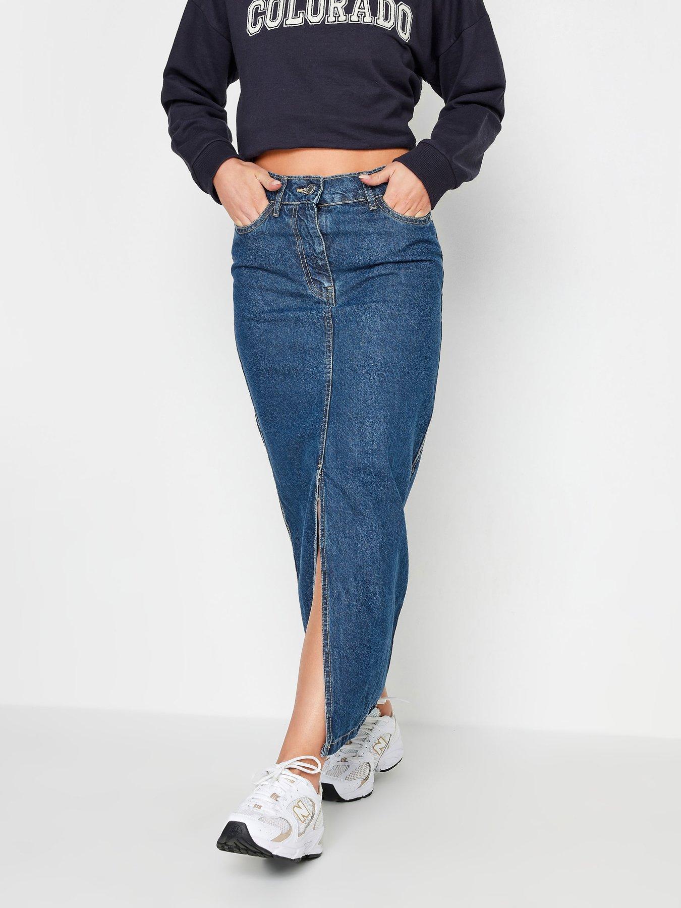 undefined Petite Dark Blue Maxi Skirt