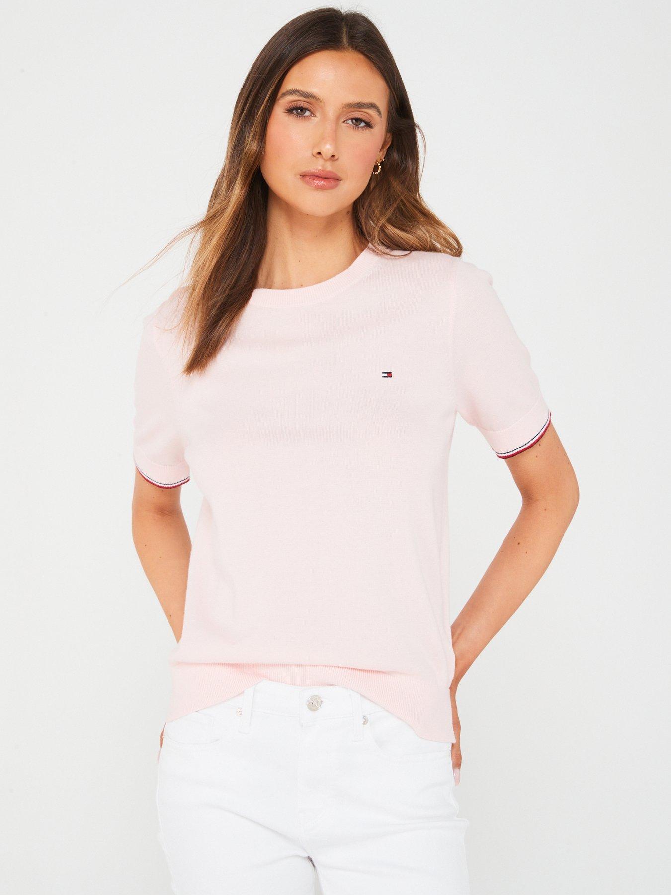 Pink tommy hilfiger t shirt hotsell