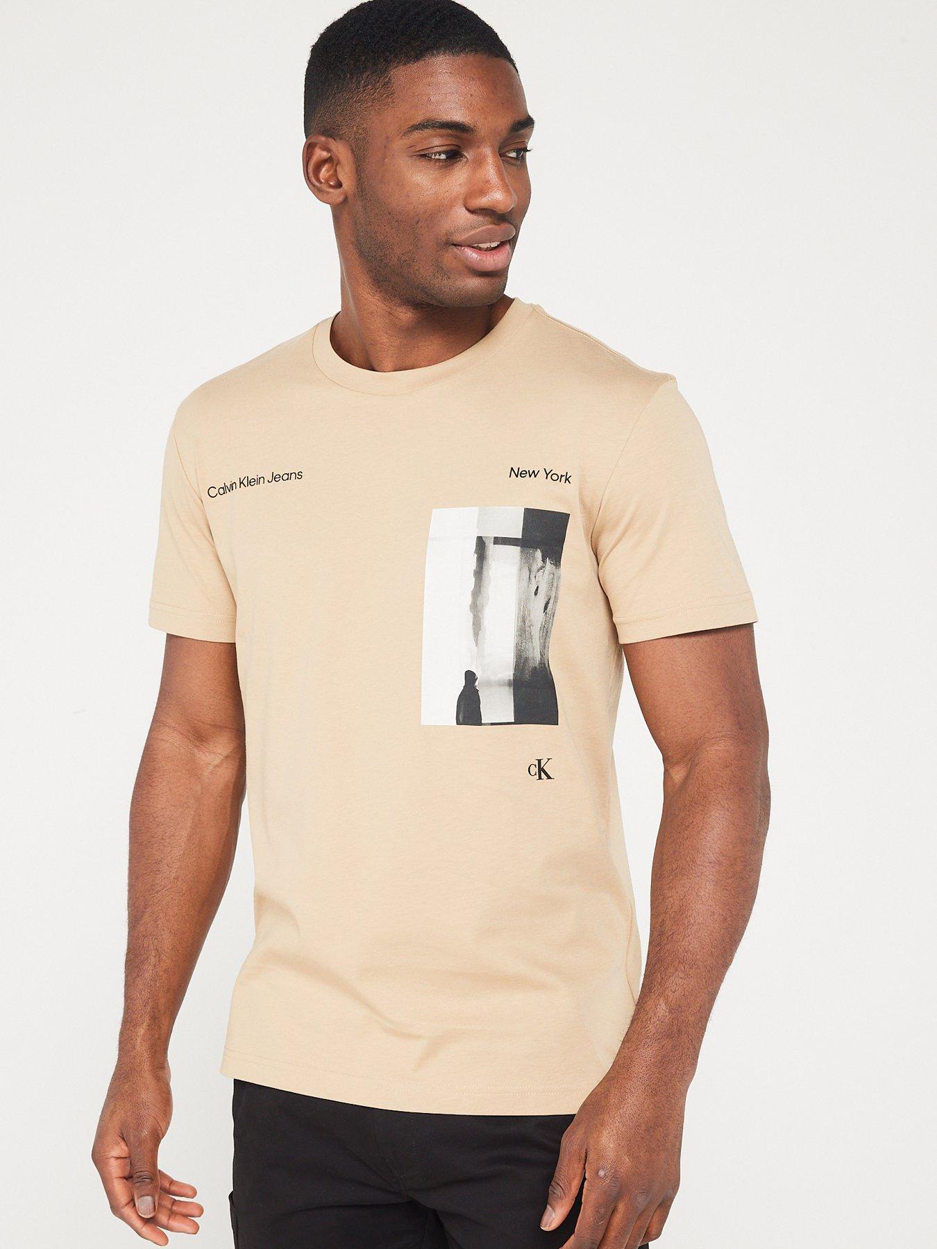 Calvin Klein Jeans Stacked Logo T-Shirt Beige