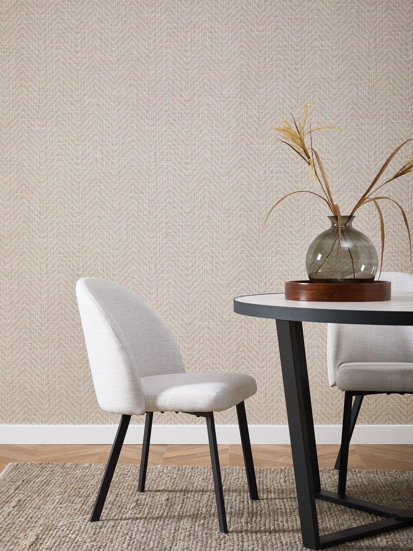 undefined Taupe Herringbone Print Wallpaper