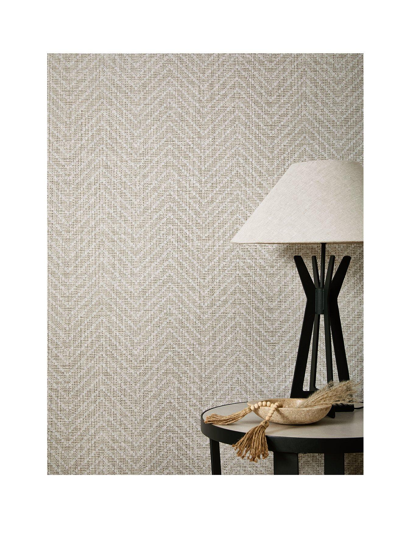 Michelle Keegan Home Taupe Herringbone Print Wallpaper | littlewoods.com