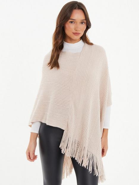 quiz-pale-pink-shimmer-ribbed-poncho
