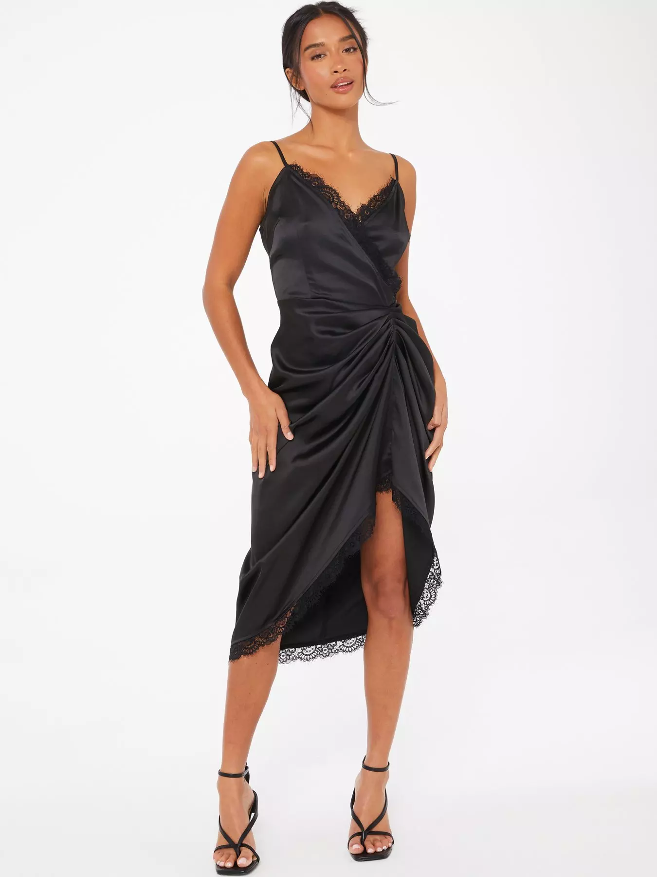 Bria Belted Slinky Stretch Dress - Black