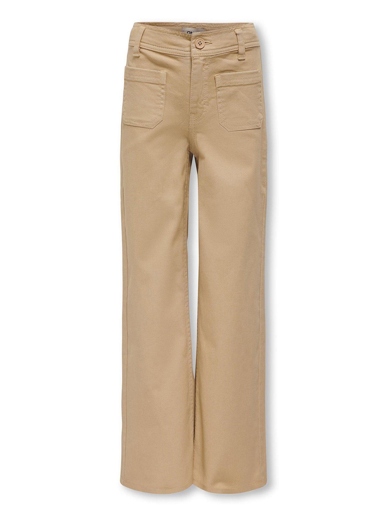 Only Kids Girls Billy Wide Leg Trousers Irish Cream littlewoods