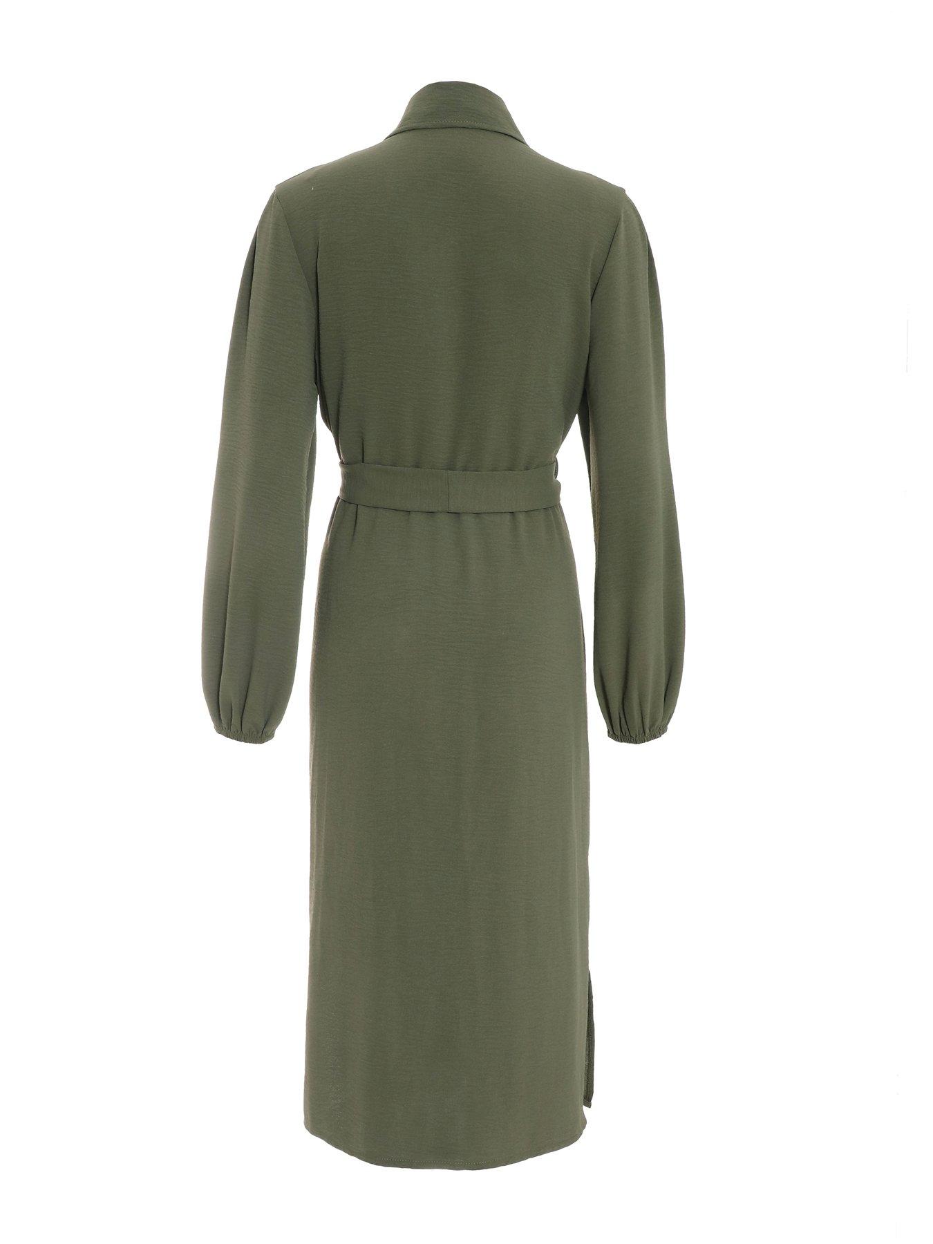 quiz shirt dress Quiz Bottle Green Long Sleeve Midi Shirt Dress