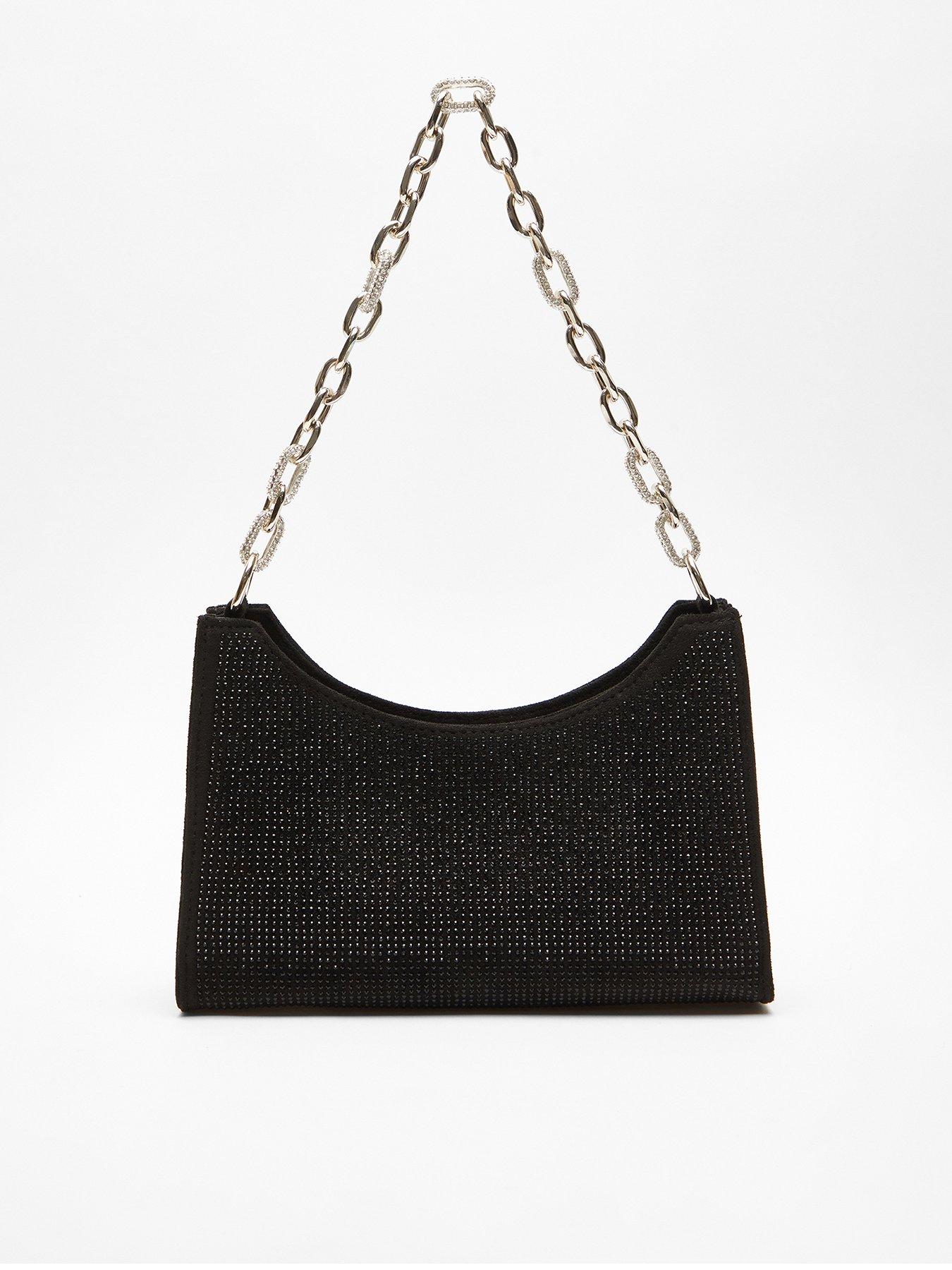 Black Diamante Chain Shoulder Bag