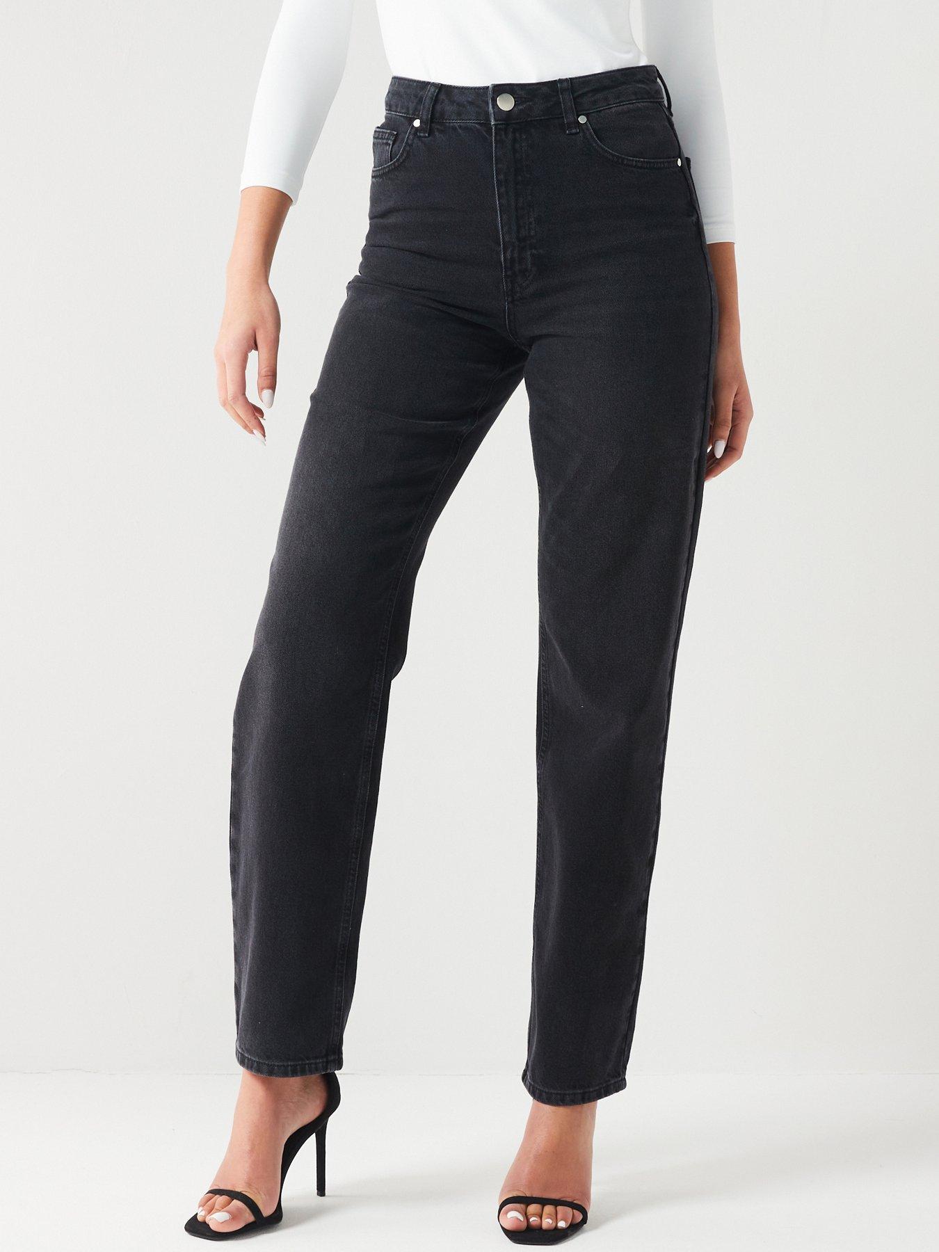 undefined High Waist Relaxed Fit Jeans - Black