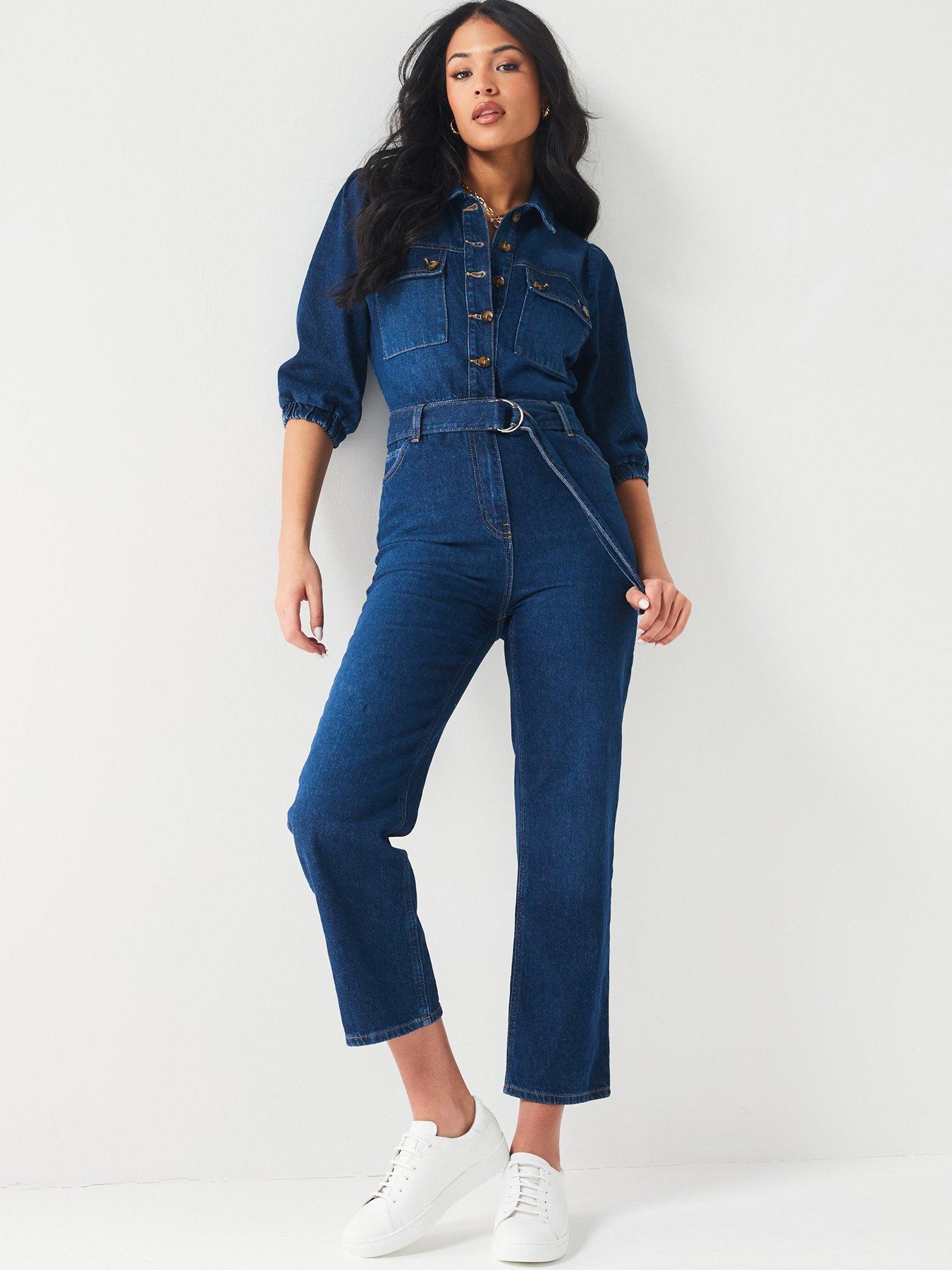 V by Very Patch Pocket Denim Jumpsuit