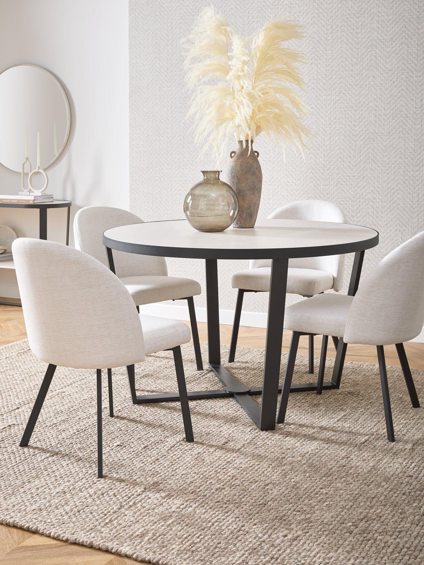 Michelle Keegan Home Cortes 120 cm Ceramic Top Dining Table + 4 Chairs - FSC® Certified