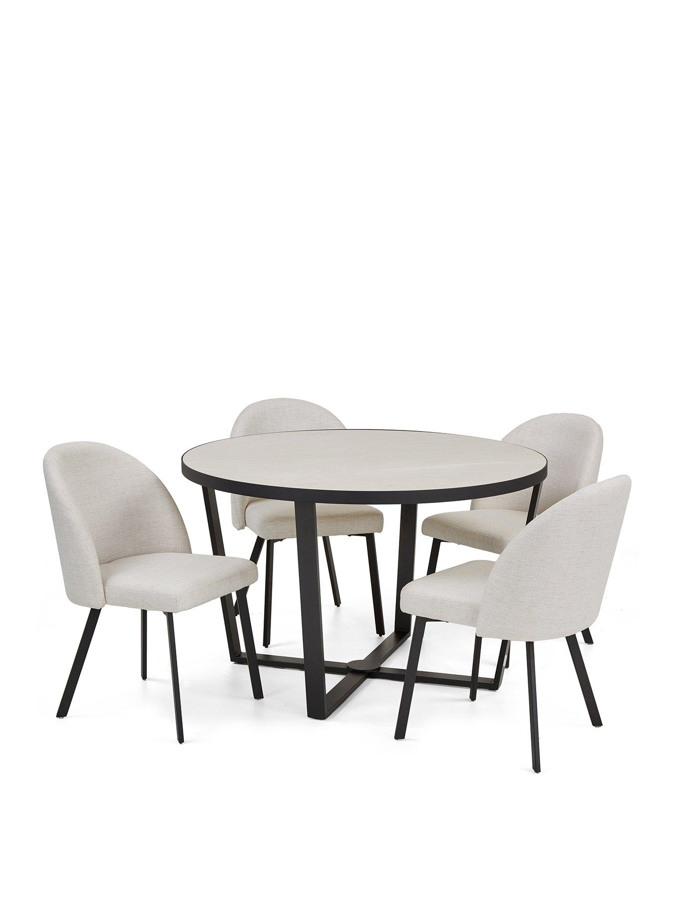  image of michelle-keegan-home-cortes-120-cm-ceramic-topnbspdining-table-4-chairs