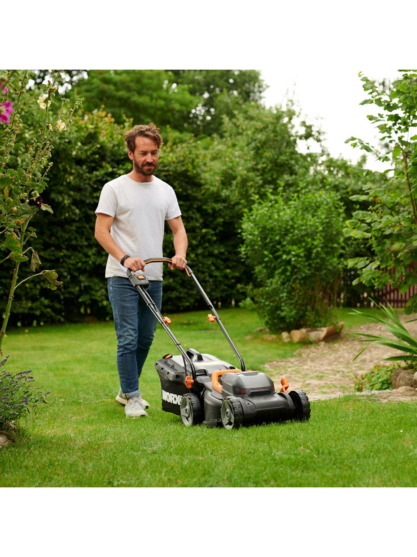 Worx Cordless Garden Twin Pack 34cm Lawnmower 25cm Grass Trimmer