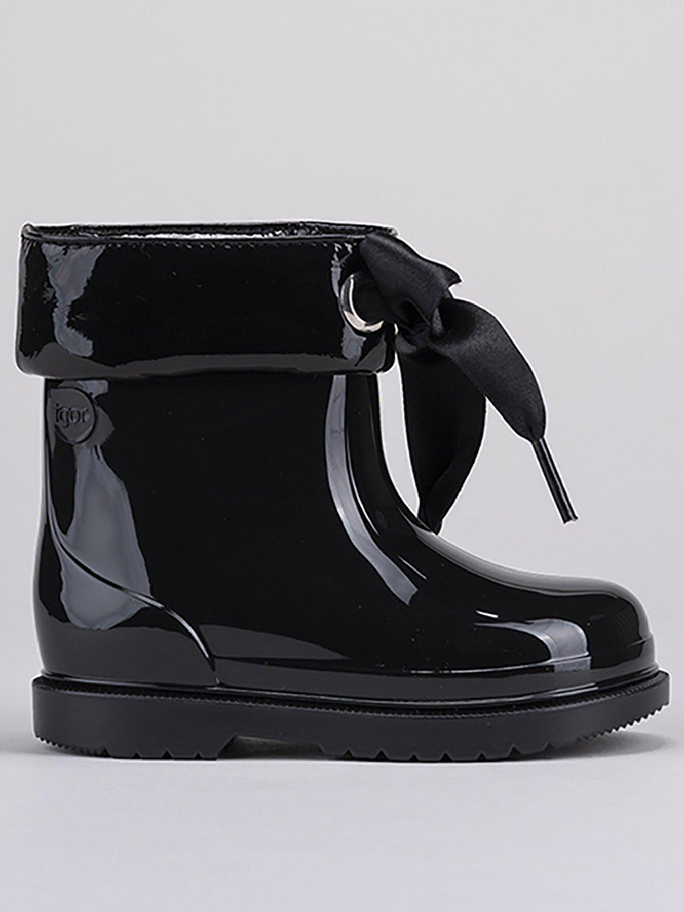  image of igor-bimbi-lazo-bow-gloss-wellington-boot-black