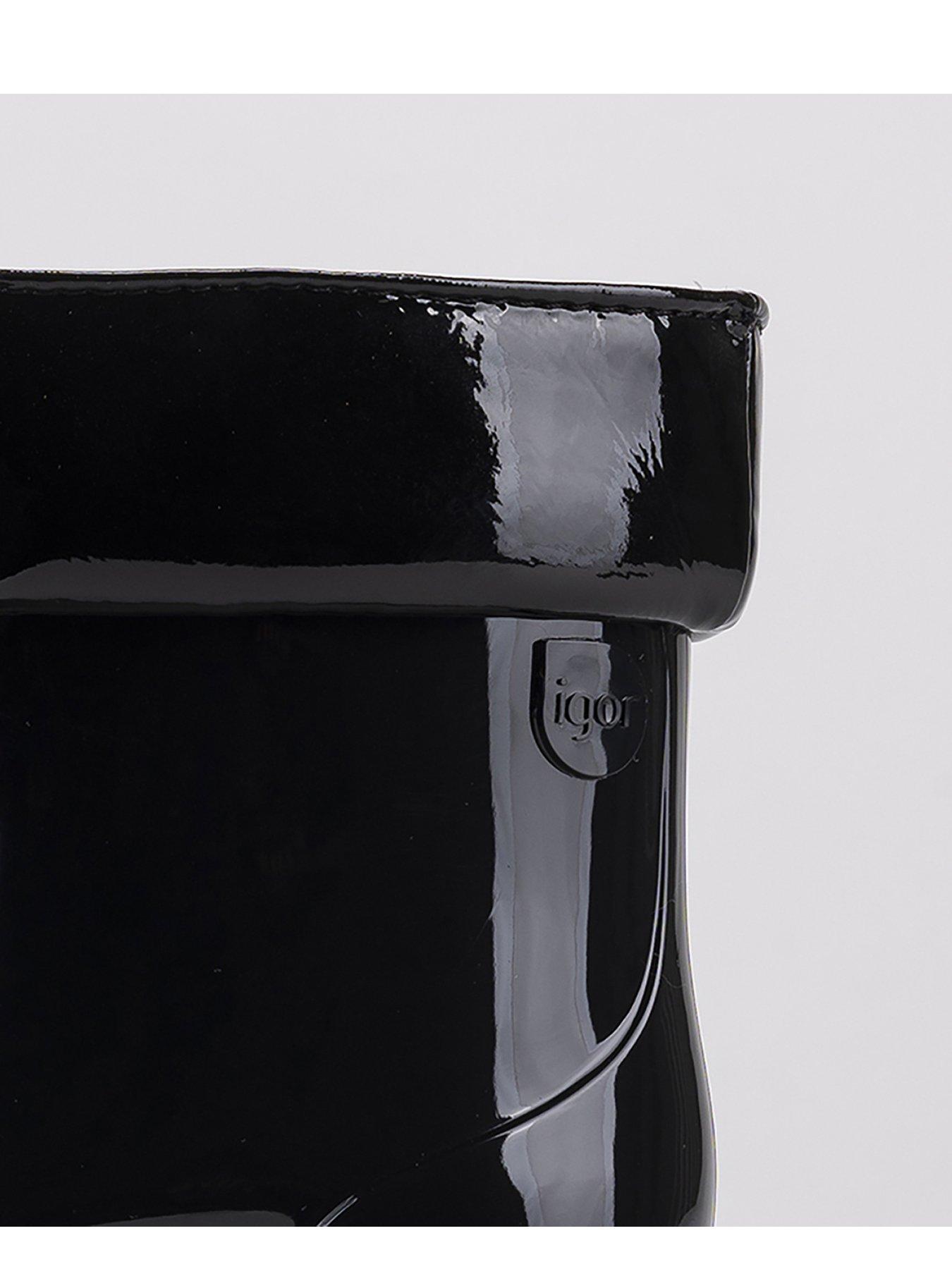  image of igor-bimbi-lazo-bow-gloss-wellington-boot-black