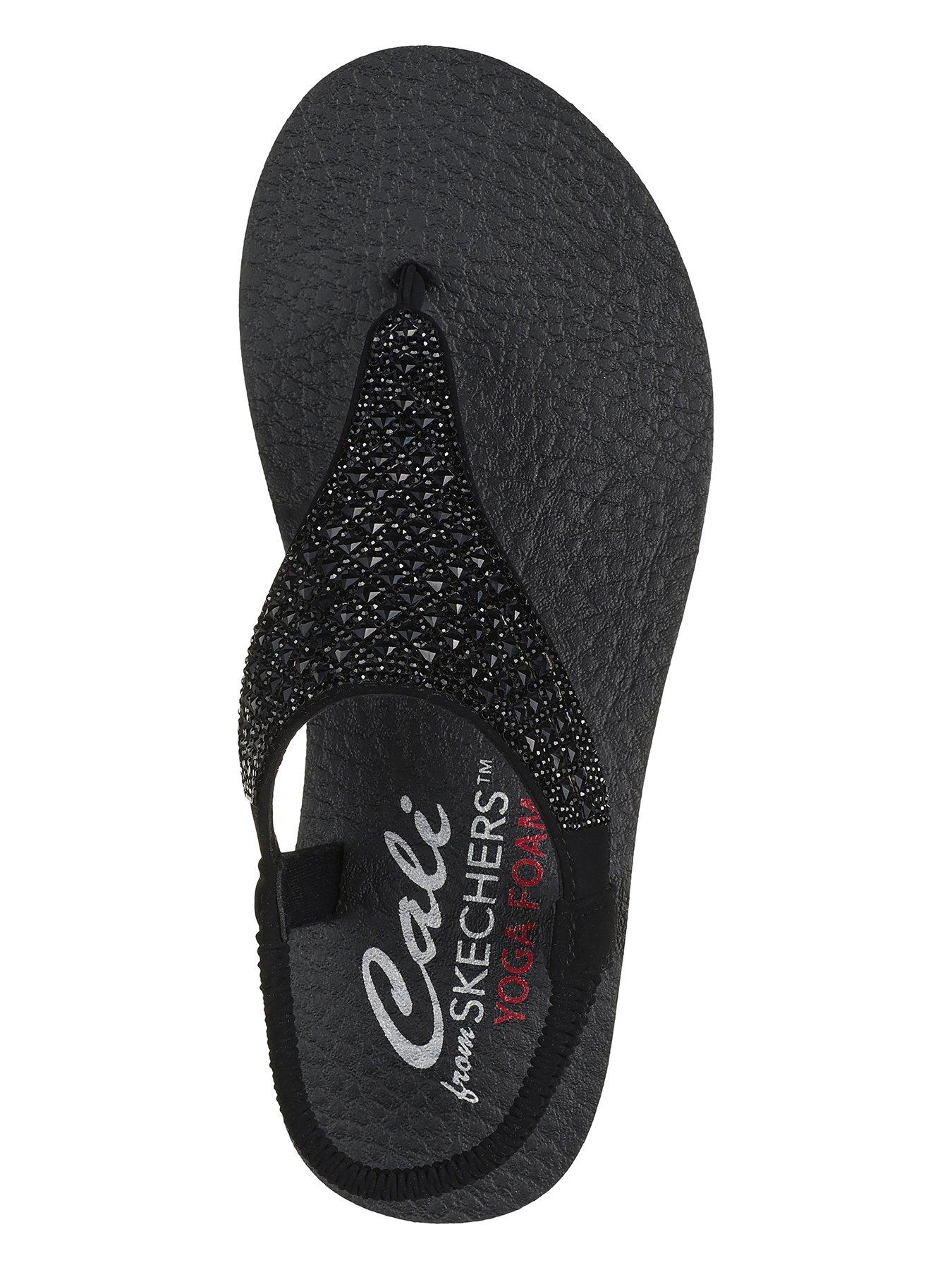 Skechers Meditation Square Rhinestone Sling Back Sandals Black littlewoods