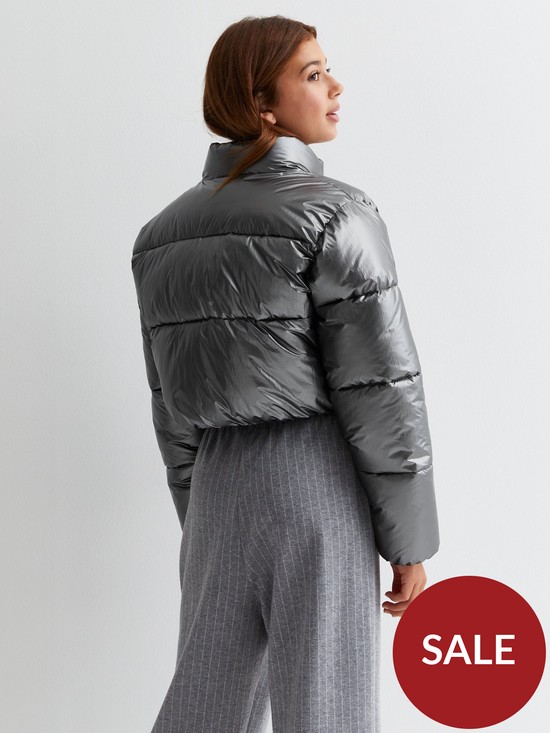 stillFront image of new-look-915-girlsnbspmetallic-crop-padded-jacket-silver