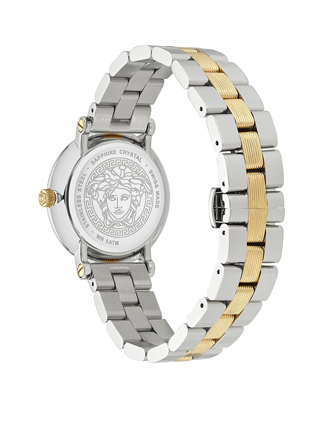  image of versace-greca-flourish-watch-bi-colour-bracelet-strap-ladies-watch