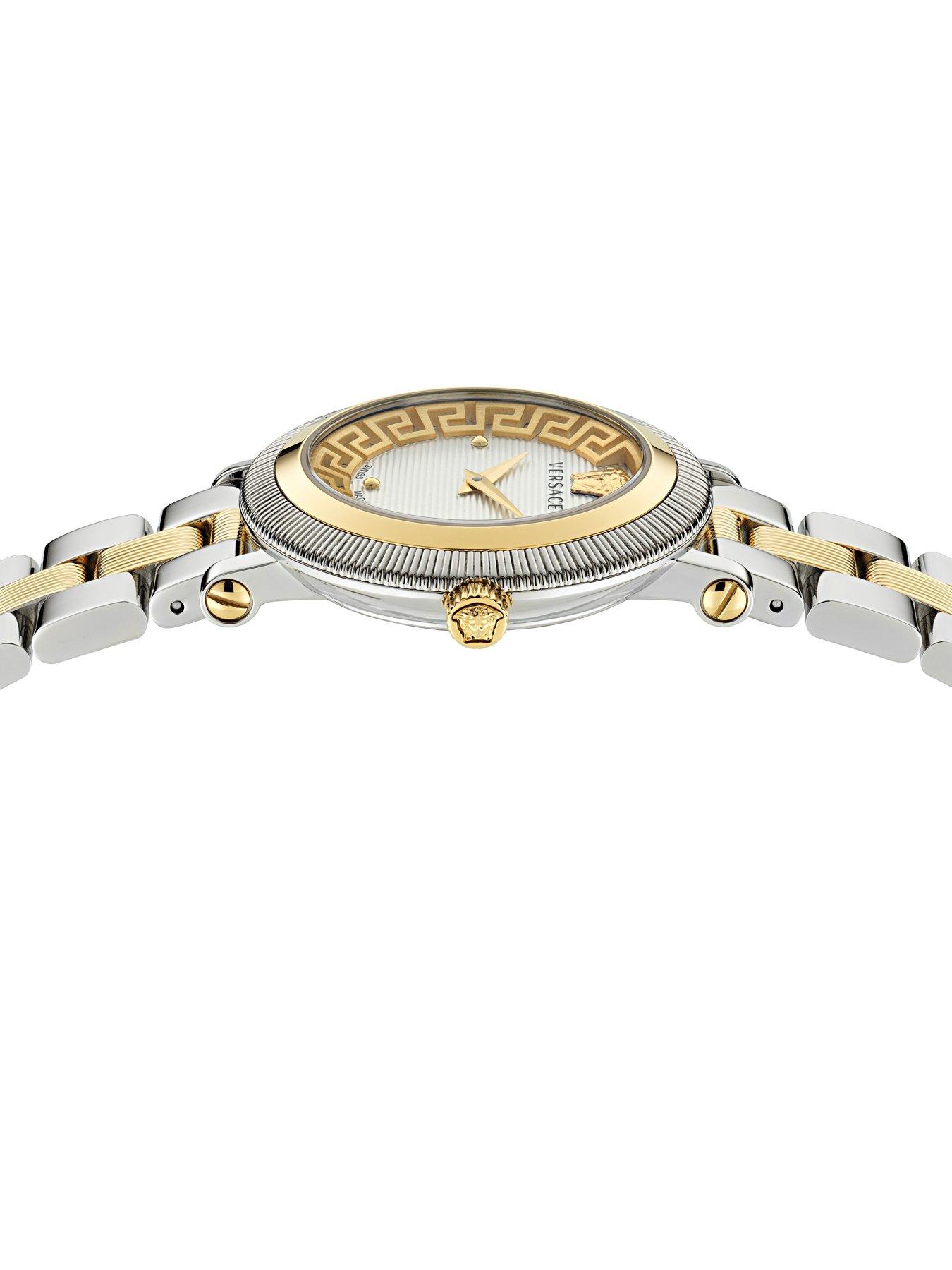  image of versace-greca-flourish-watch-bi-colour-bracelet-strap-ladies-watch
