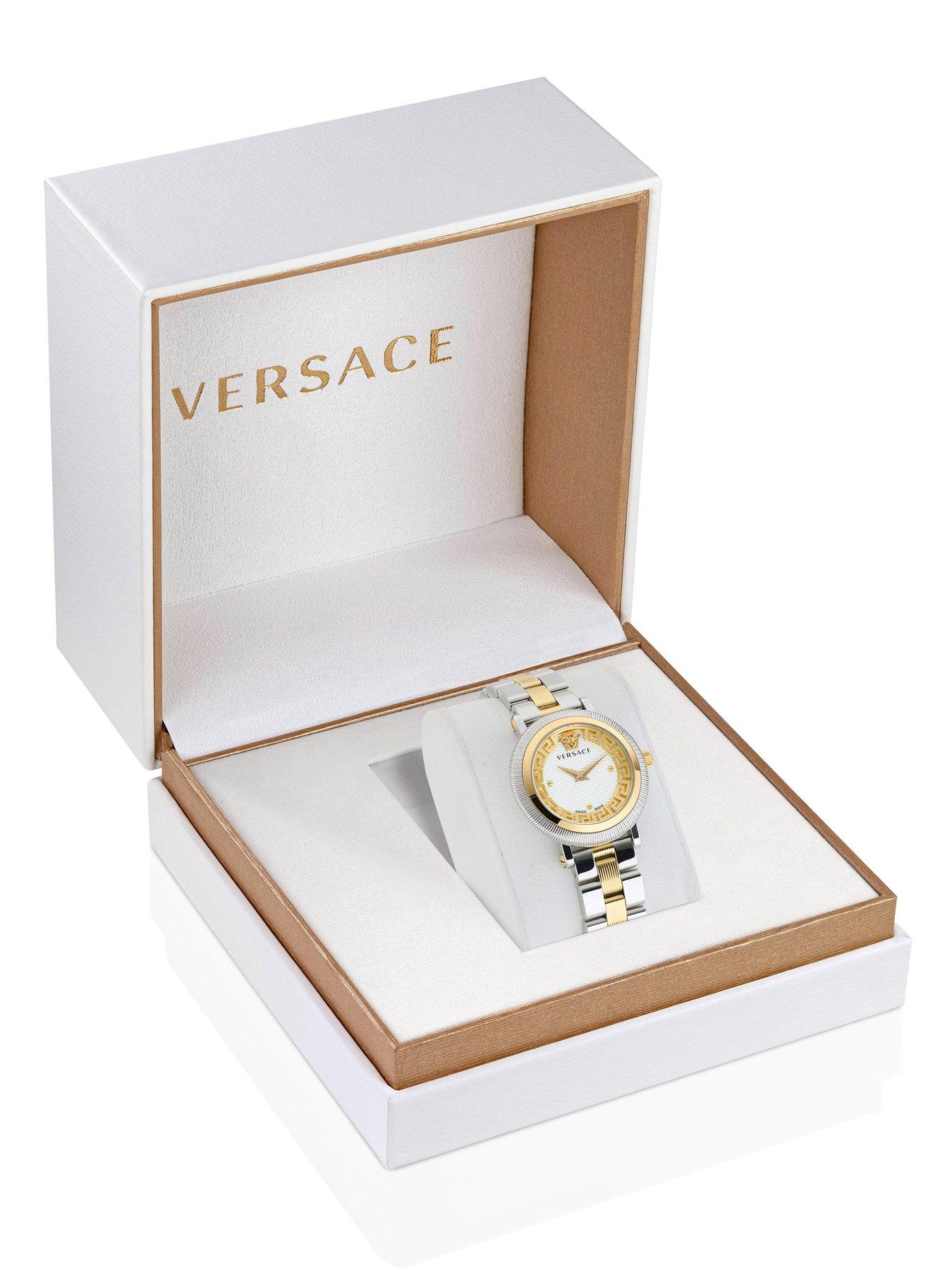  image of versace-greca-flourish-watch-bi-colour-bracelet-strap-ladies-watch