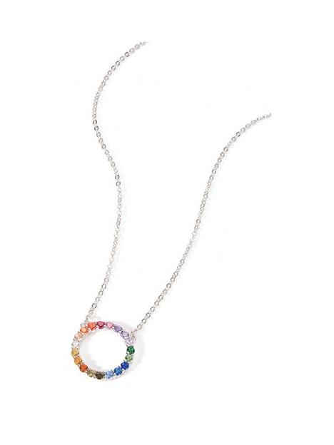 the-love-silver-collection-sterling-silver-multi-colour-cubic-zirconia-halo-necklace