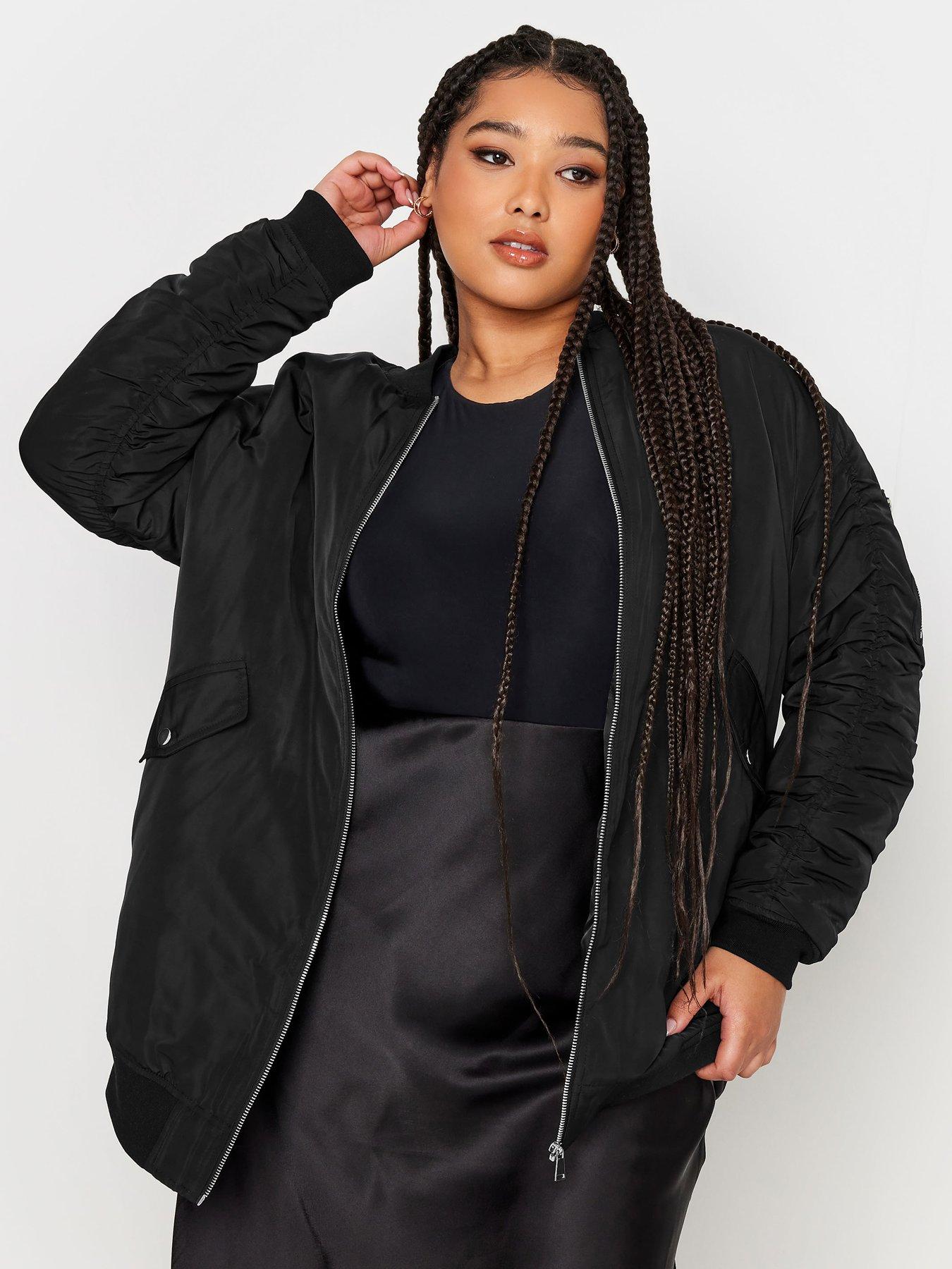 Black longline bomber jacket womens best sale