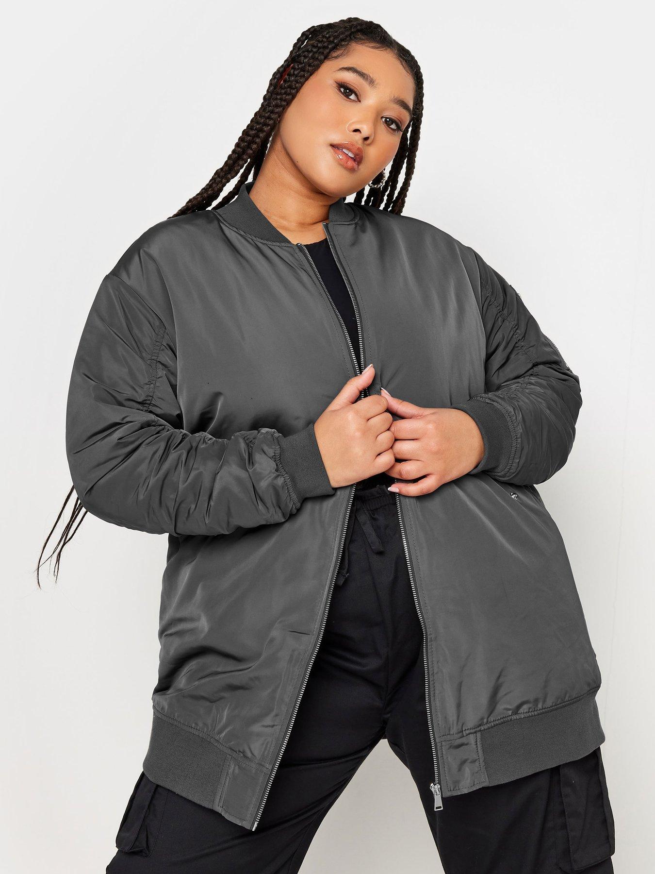 Longline black hot sale bomber jacket