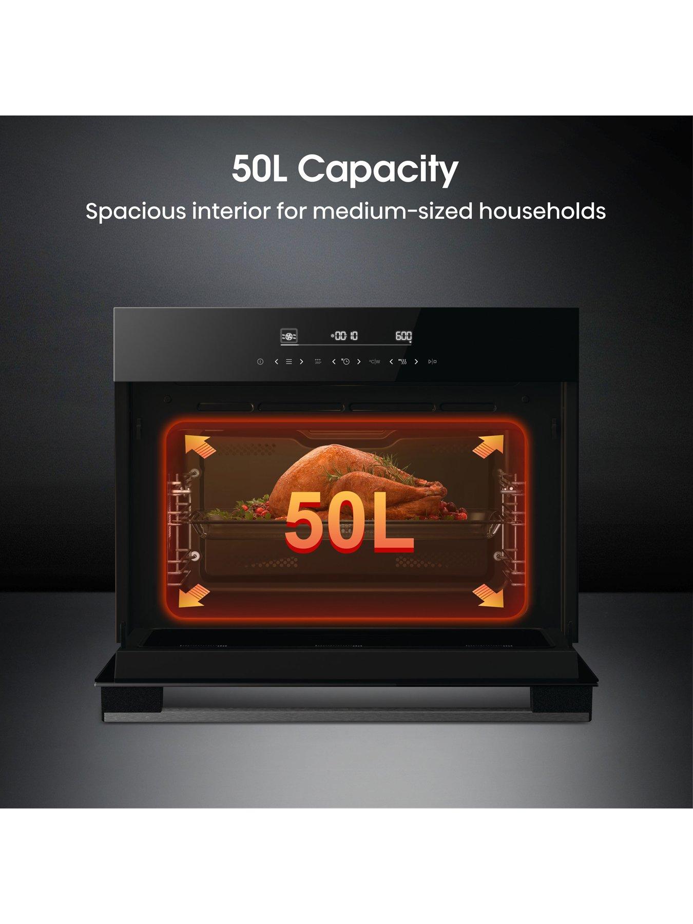  image of hisense-hi6-blackline-bim45342adbguk-built-in-multifunctional-compact-electric-single-oven-with-microwave-jet-black