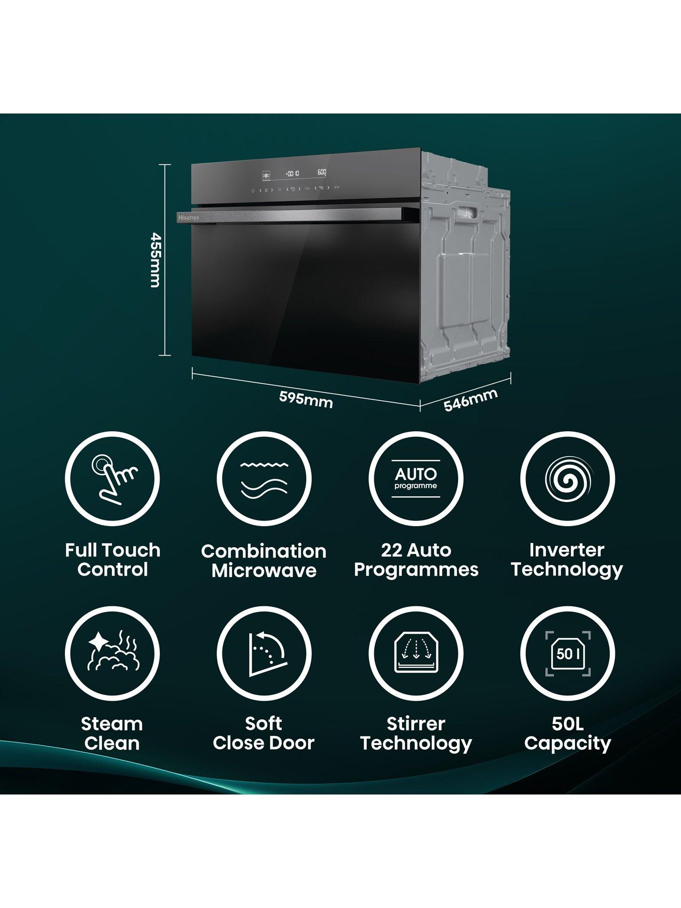 Image 2 of 7 of Hisense Hi6 BlackLine BIM45342ADBGUK Built-In Multifunctional Compact Electric Single Oven with Microwave - Jet Black
