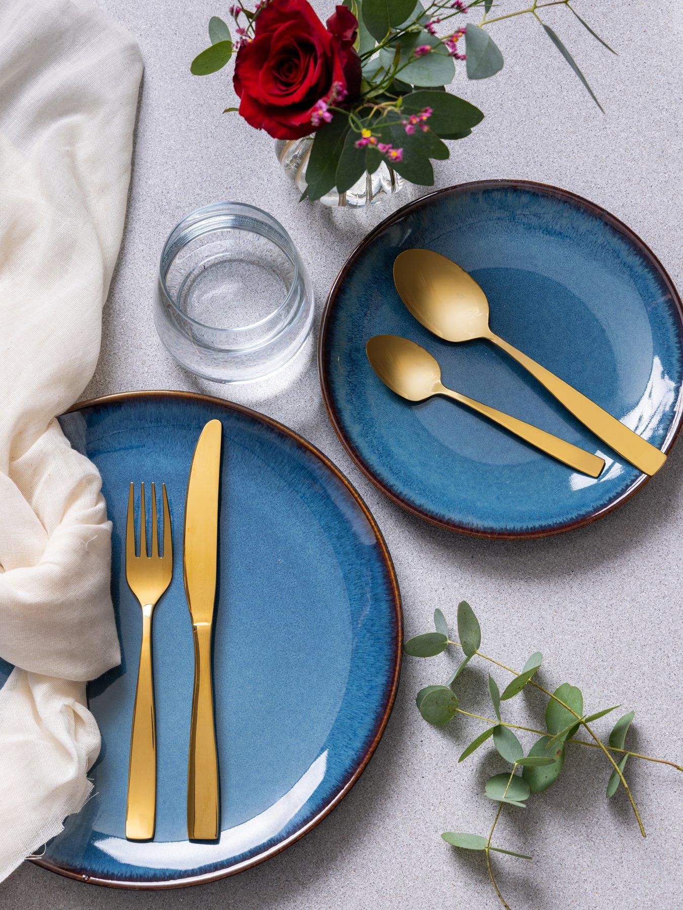 undefined Reactive 12-Piece Dinner Set – Blue