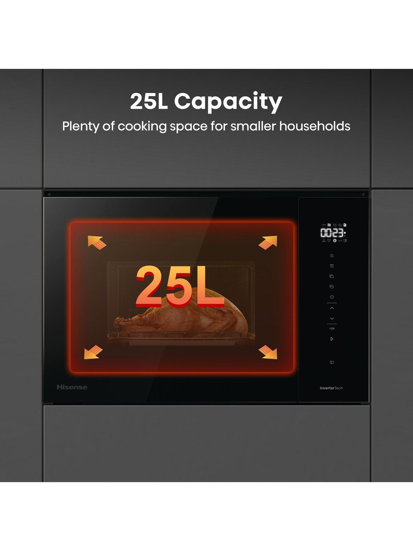 Image 2 of 7 of Hisense Hi6 BlackLine BIM325GI63DBGUK Built-In 25L Solo Microwave with Grill - Jet&nbsp;Black