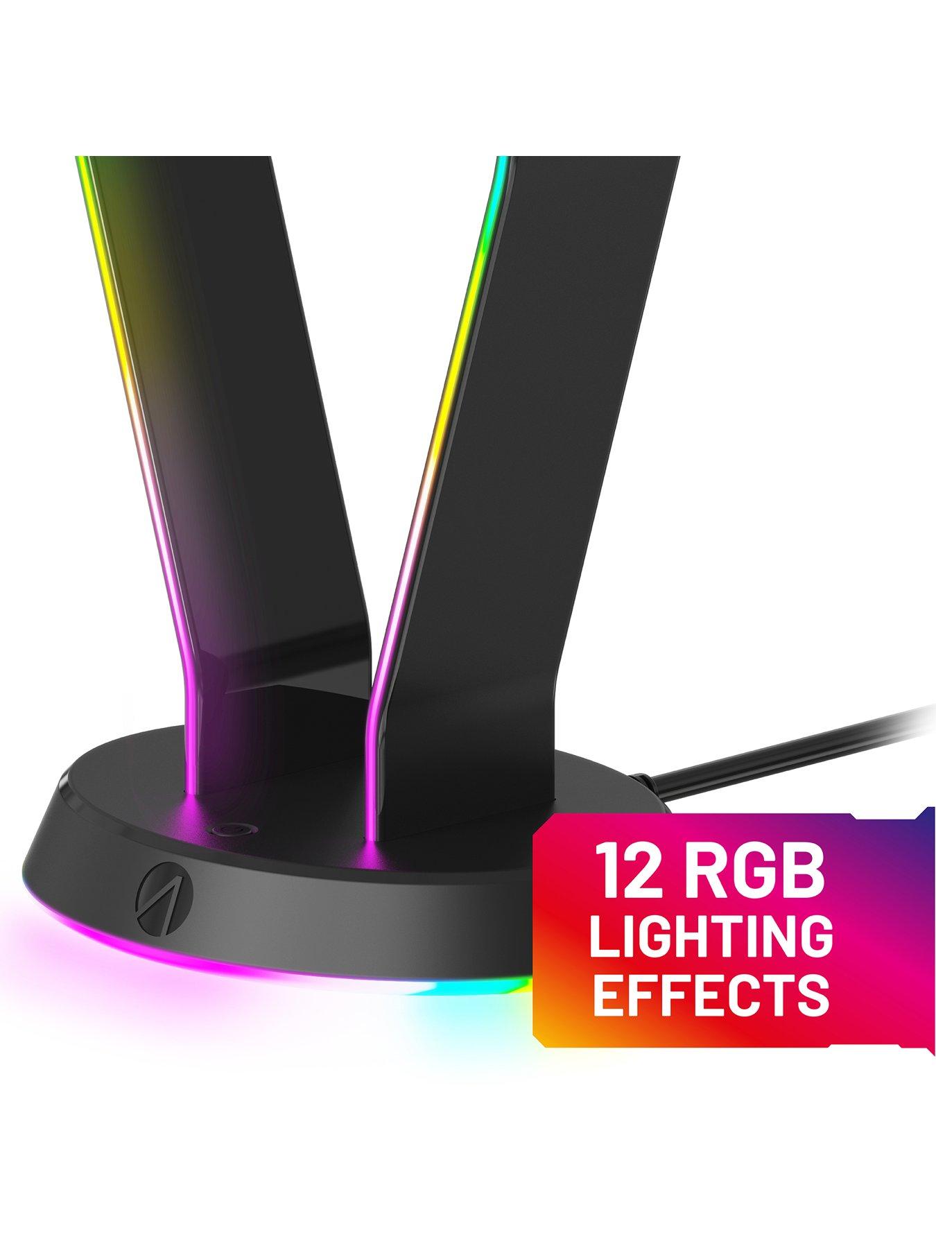  image of stealth-led-light-up-gaming-headset-stand-with-2x-usb-ports