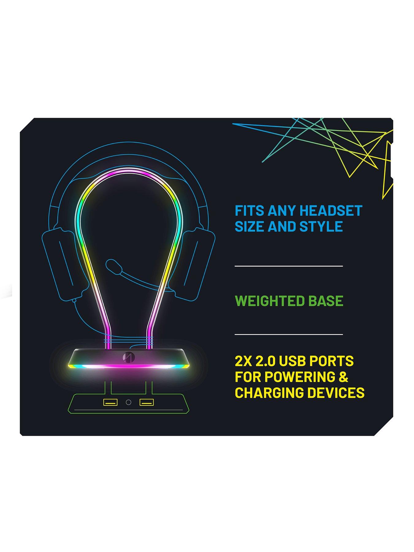  image of stealth-led-light-up-gaming-headset-stand-with-2x-usb-ports
