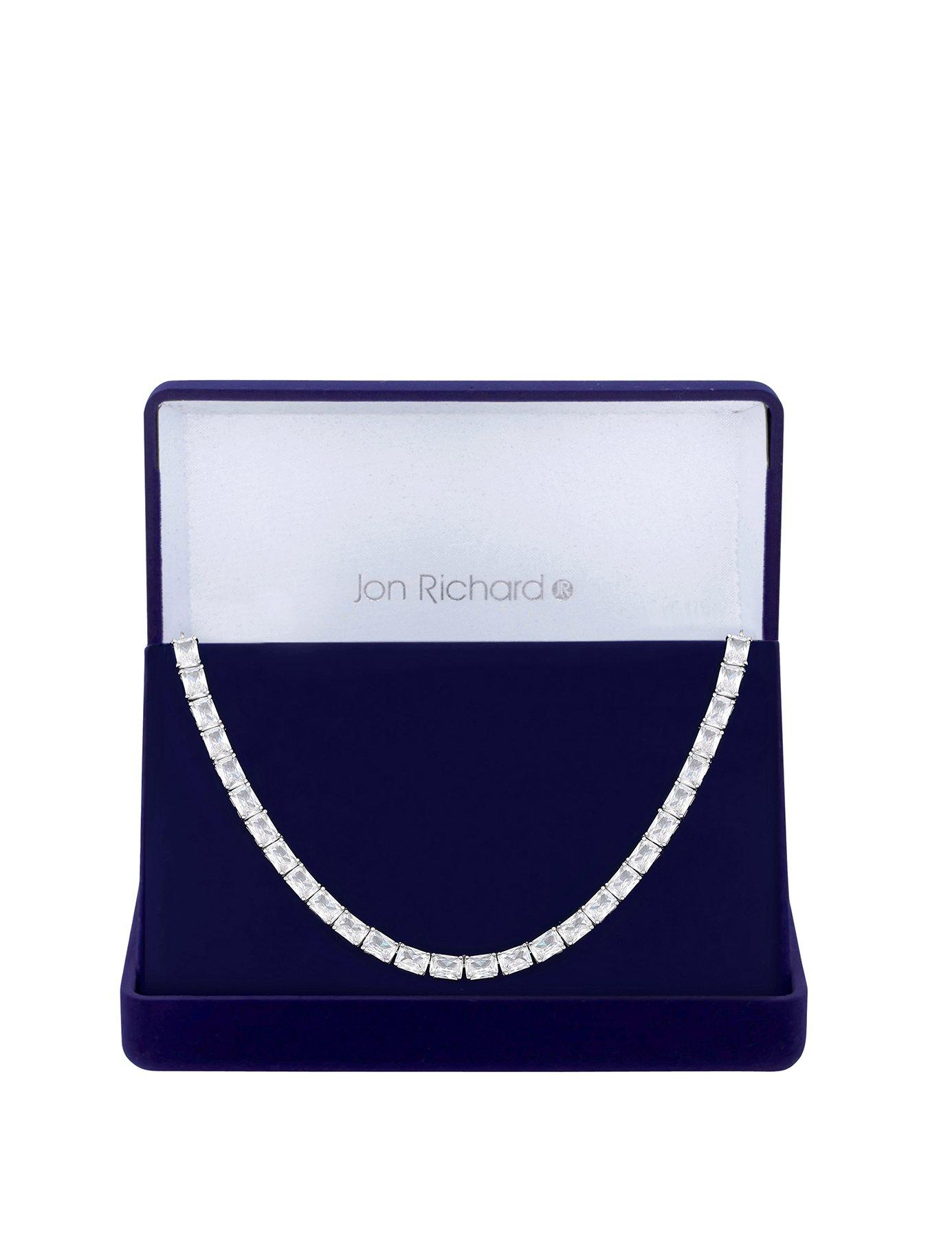 undefined Rhodium Plated CZ Baguette Toggle Choker Necklace - Gift Boxed