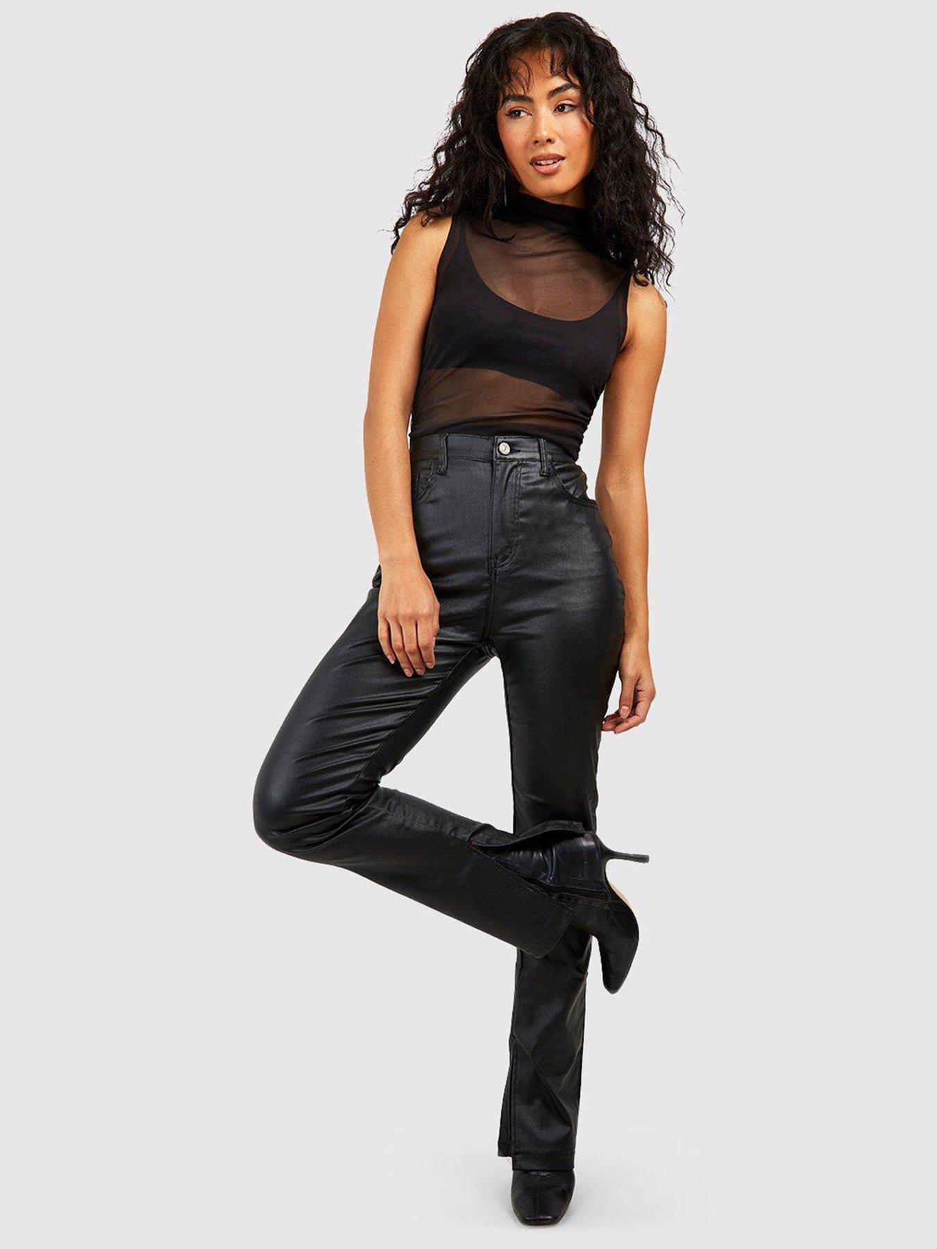 Buy Boohoo Elastic Waist Pu Leggings In Black