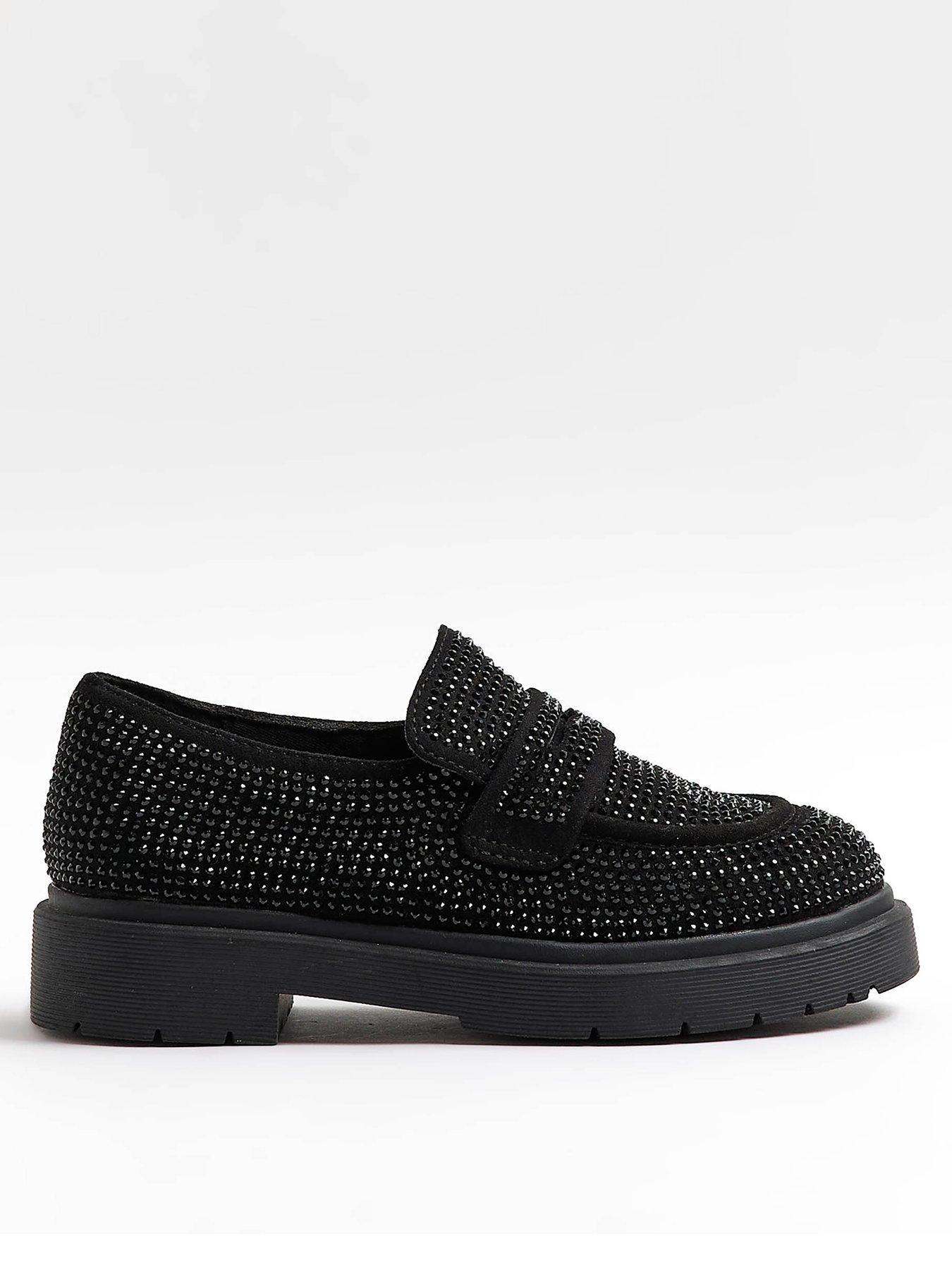 undefined Girls Embellished Loafers - Black