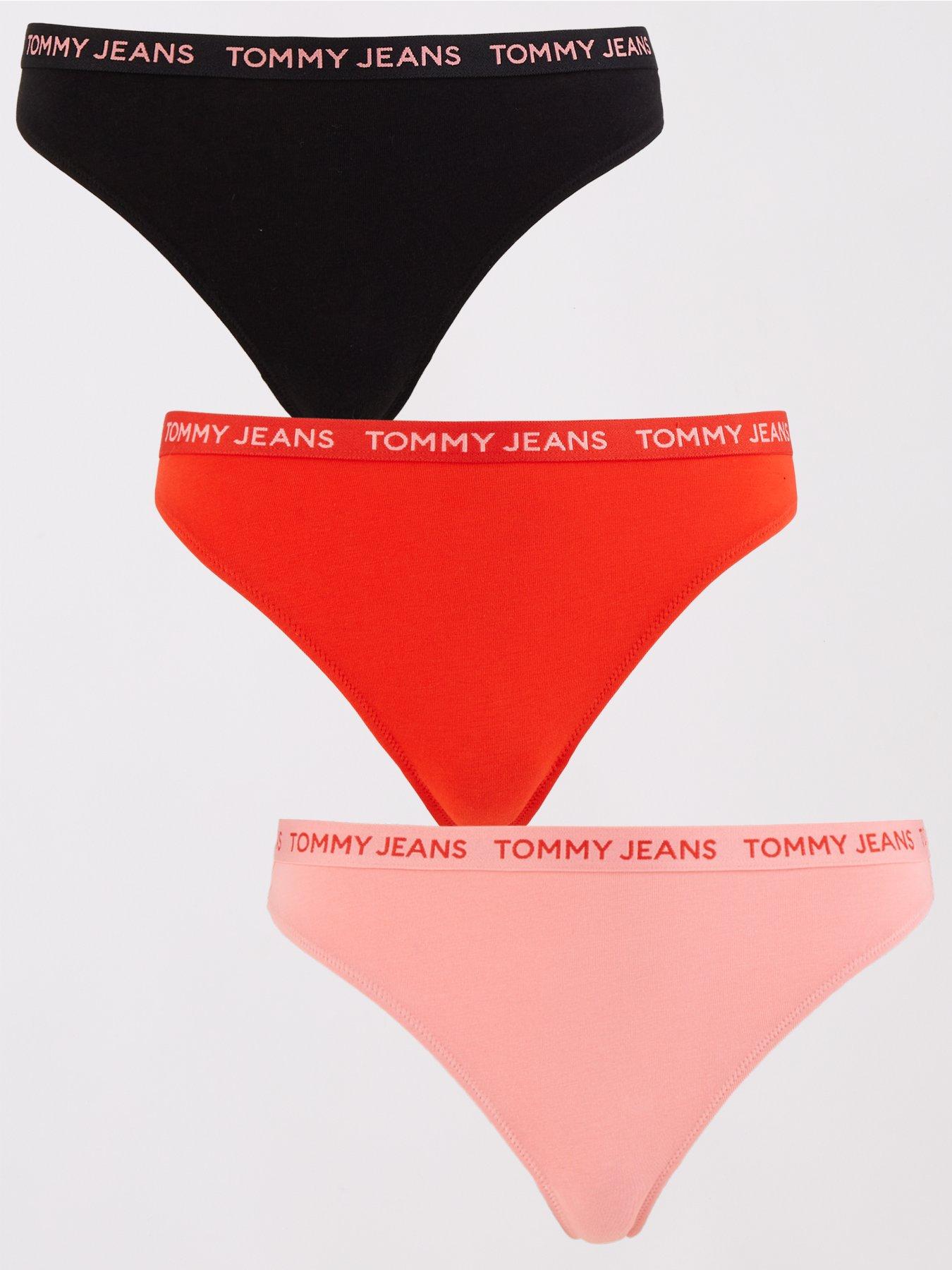  Tommy Hilfiger Women's Cotton Thong Underwear-6 Pack, Heather  Grey/Navy/Red/Grey/Black/Red, S : Clothing, Shoes & Jewelry