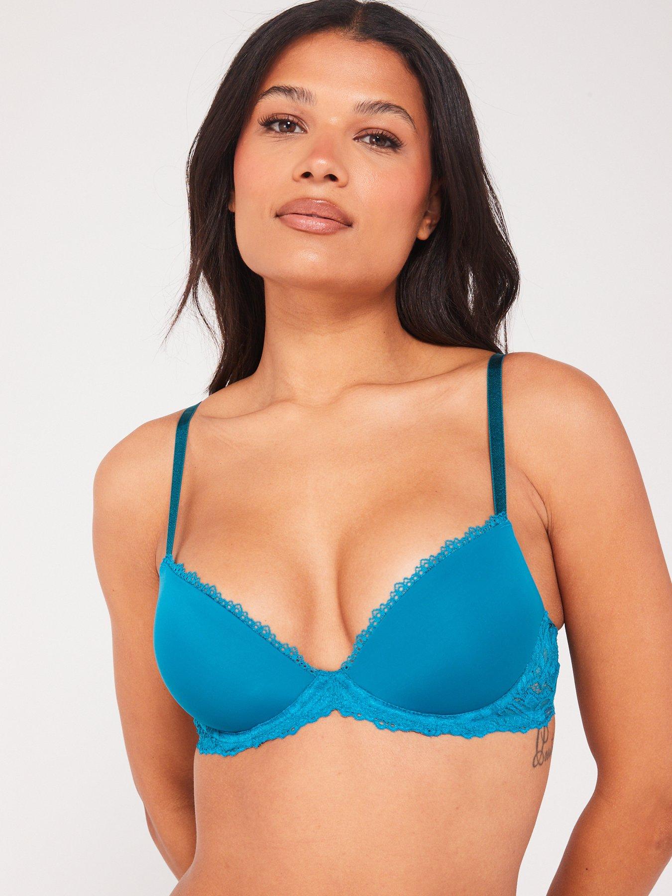 Buy A-GG Turquoise Supersoft Lace Full Cup Padded Bra - 38D